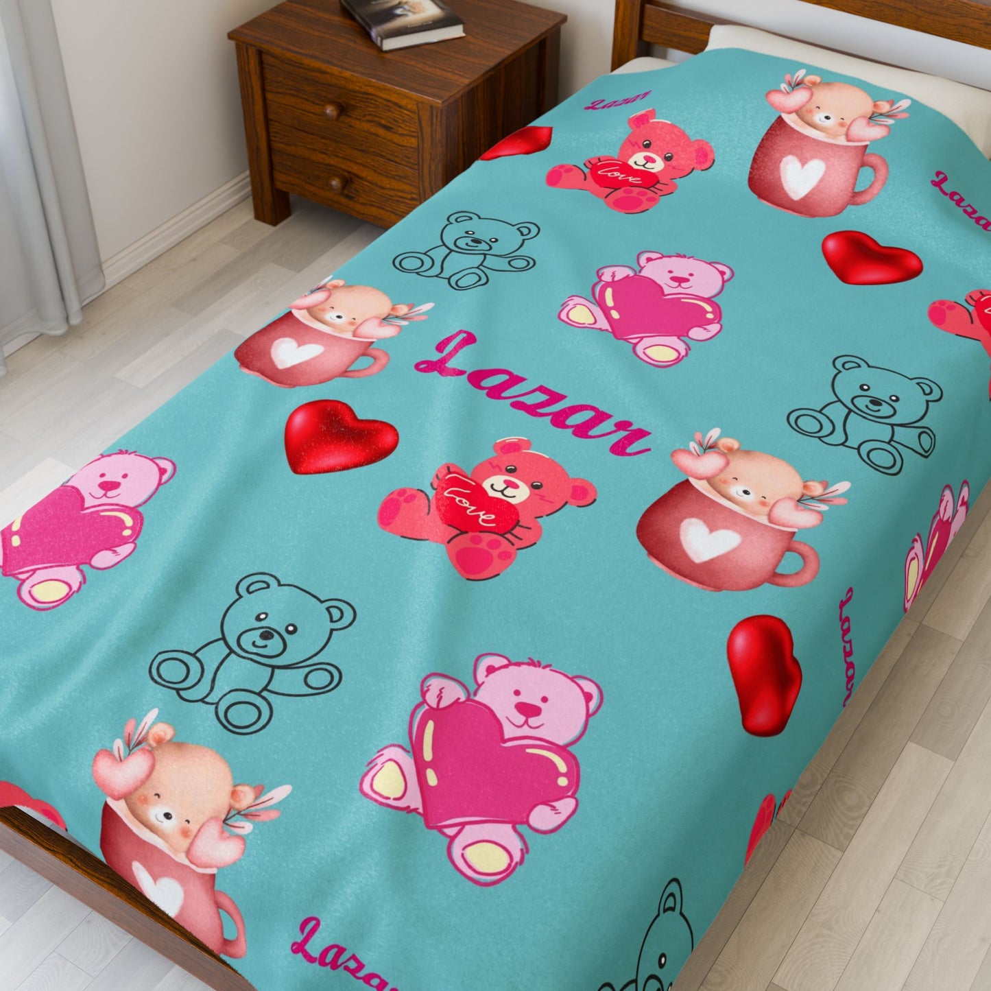Personalized Teddy Bear Plush Blanket for Toddlers - Cute and Cozy Baby Shower Gift