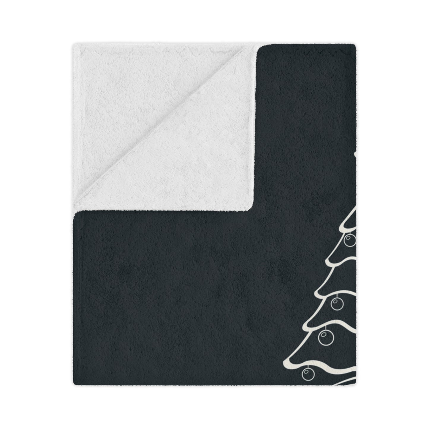 Merry Christmas in Black Printed Velveteen Minky Blanket