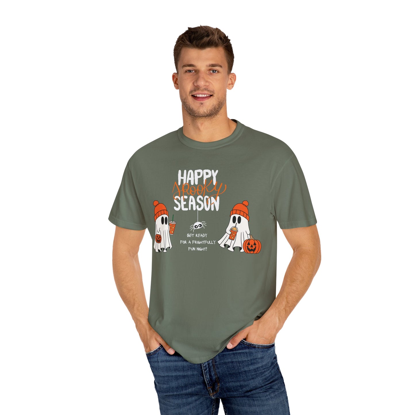 Spooky Season Ghosts Tee – Cozy Drinks & Chilling Vibes!