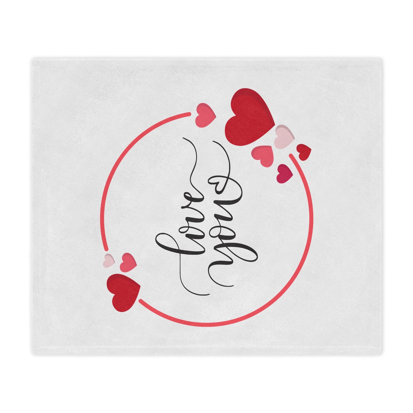 Love You with Flying Hearts Printed Valentine Minky Blanket