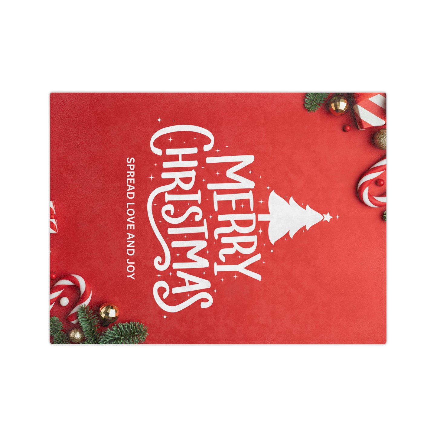 Merry Christmas, Spread Love and Joy Printed Velveteen Minky Blanket