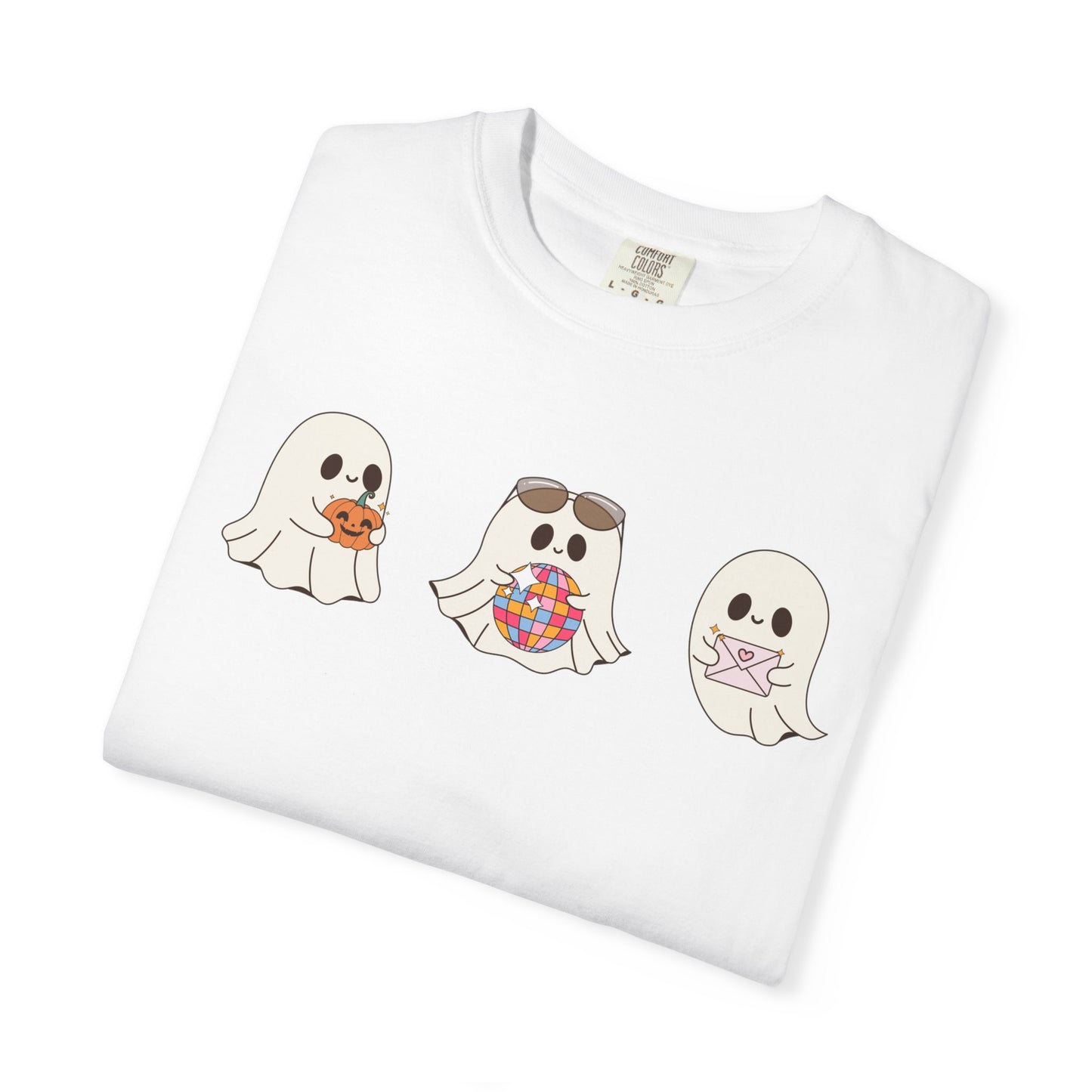 Three Cute Ghosts with Pumpkin, Trick or Treat Party Outfit – October Holiday Shirt