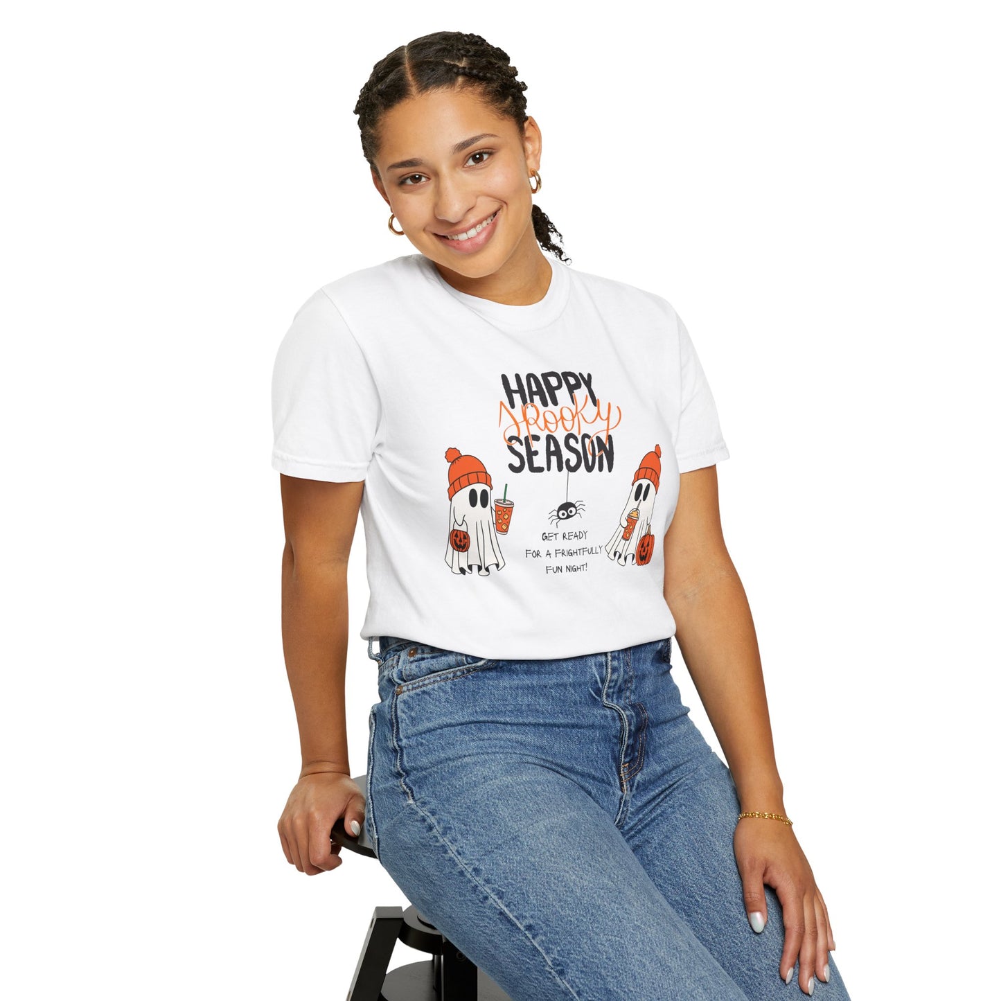 Spooky Season Ghosts Tee – Cozy Drinks & Chilling Vibes!