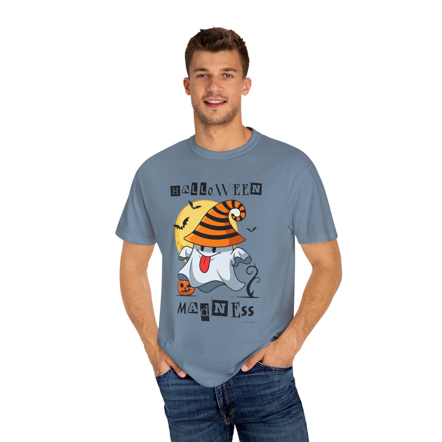 Halloween Madness Tee – Ghostly Grins Under Witchy Skies!