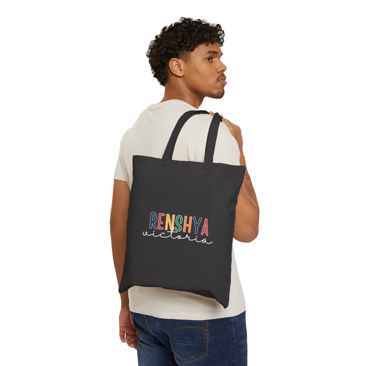 Personalized Cotton Canvas Tote Bag – custom name Design in Fun Typography