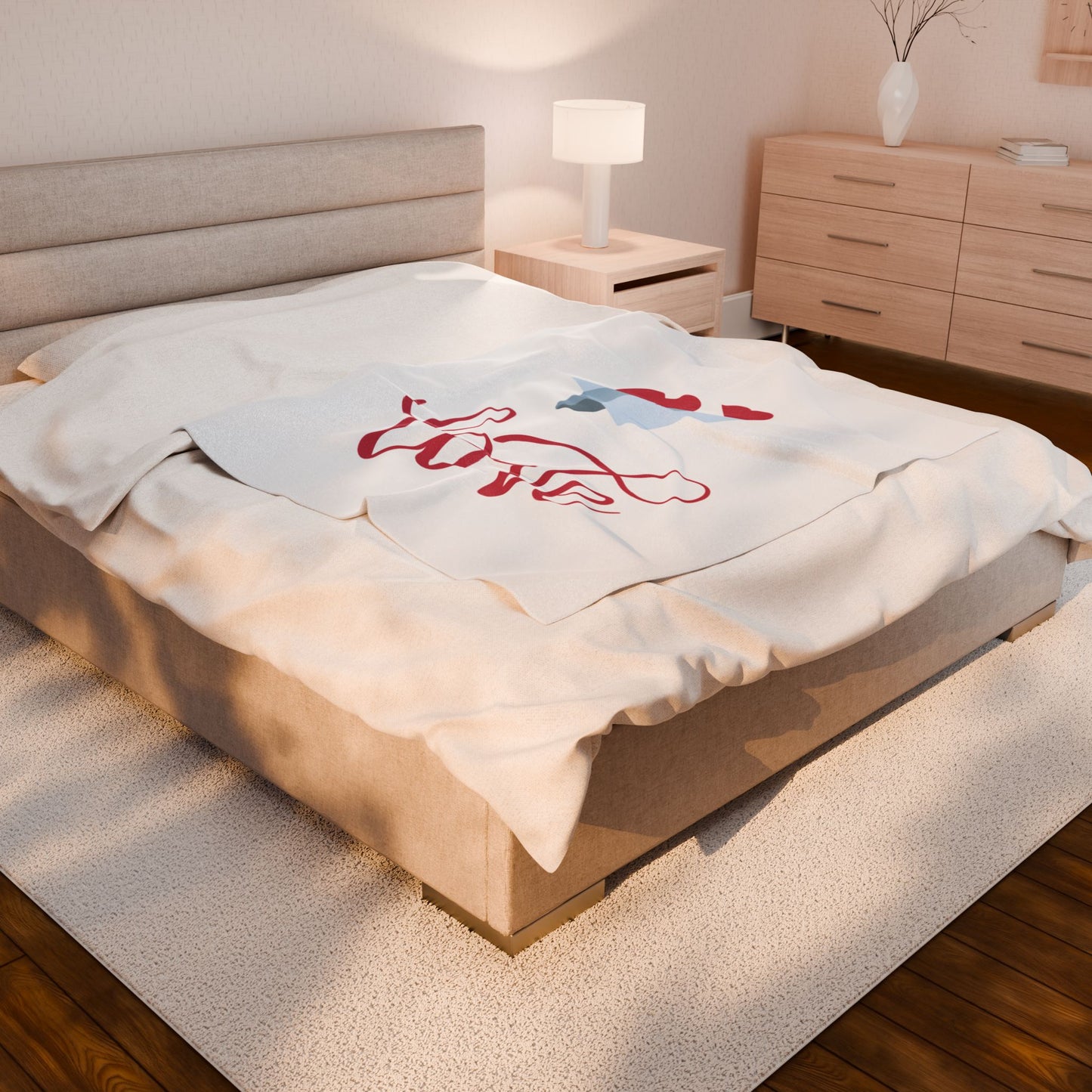 Flying Hearts with Love Printed Velveteen Plush Blanket