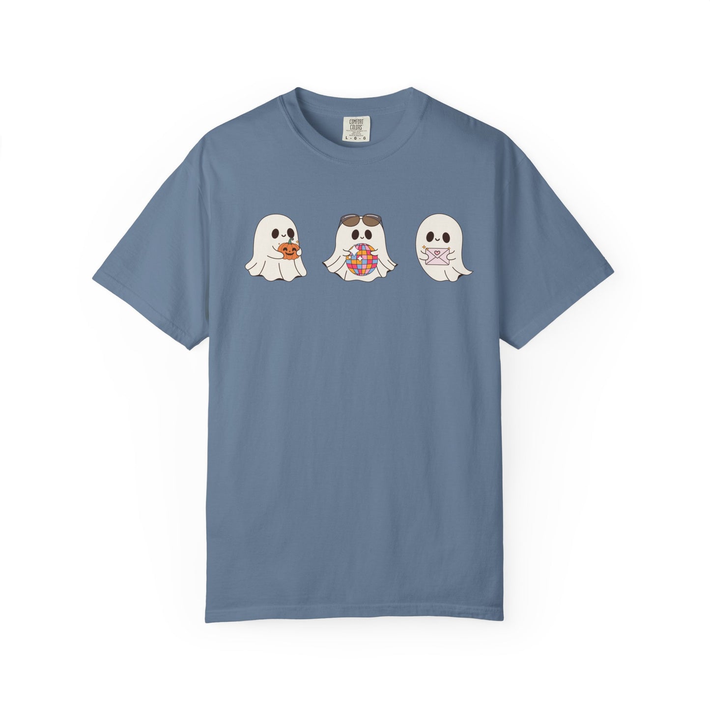 Three Cute Ghosts with Pumpkin, Trick or Treat Party Outfit – October Holiday Shirt