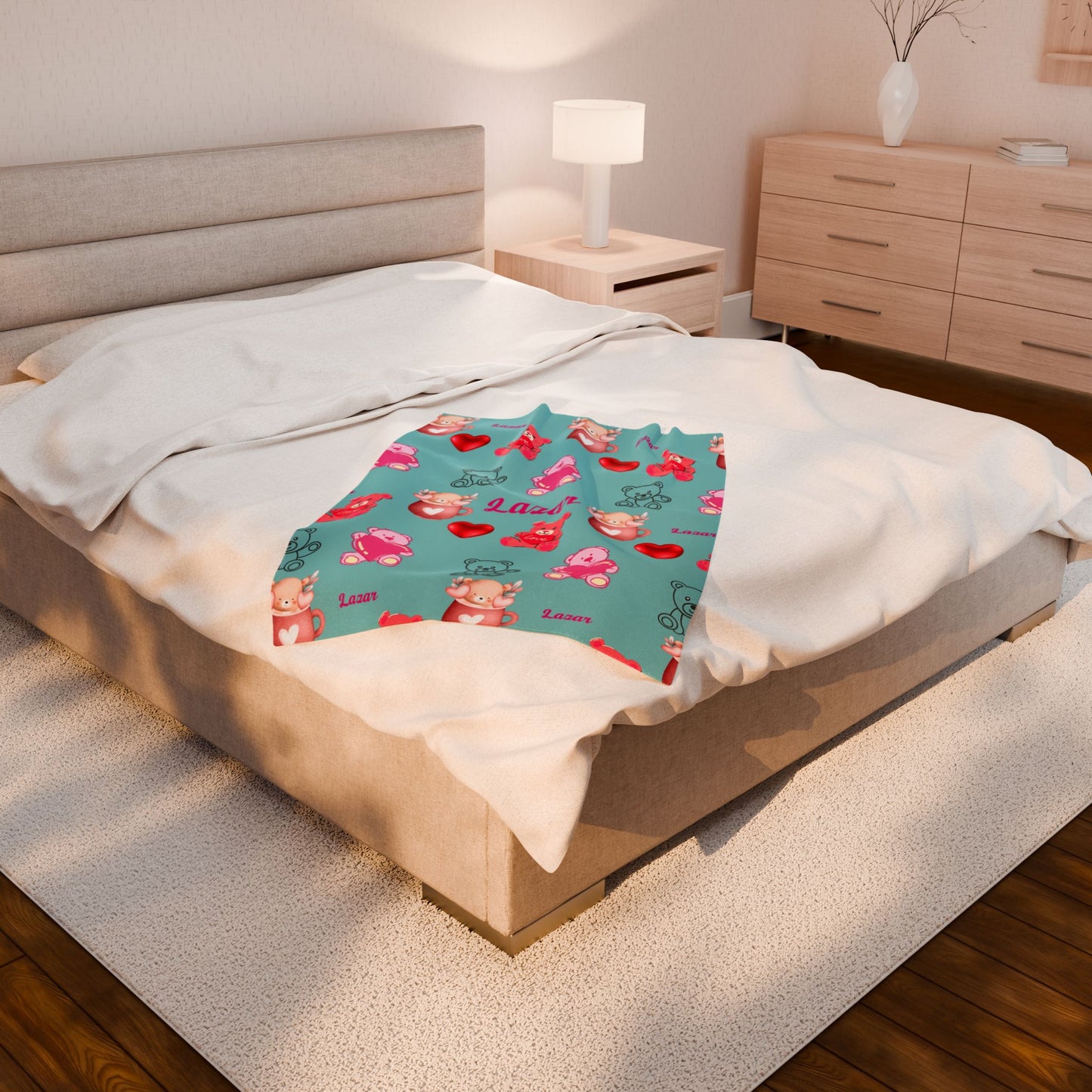 Personalized Teddy Bear Plush Blanket for Toddlers - Cute and Cozy Baby Shower Gift