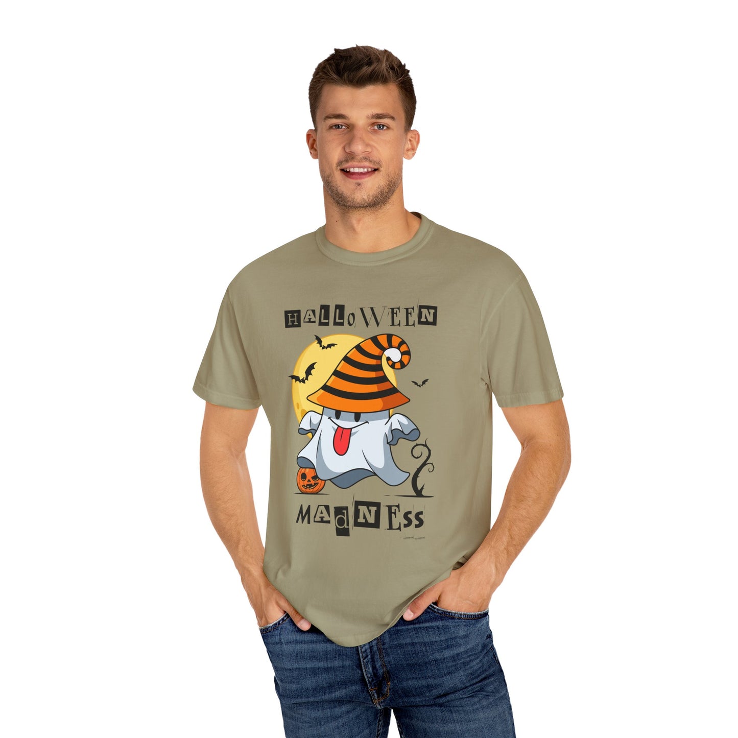 Halloween Madness Tee – Ghostly Grins Under Witchy Skies!