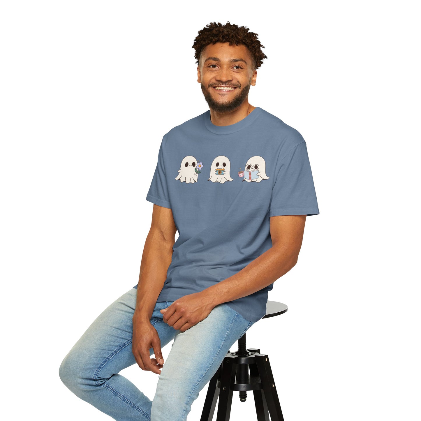 Cute Ghost Trio Halloween T-Shirt – Spooky Season Graphic Tee