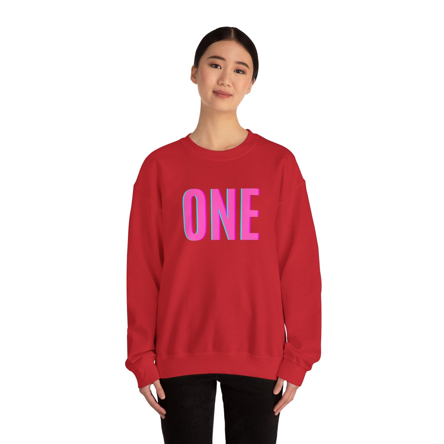 ONE Print White Unisex SweatshirtCrewneck Sweatshirt