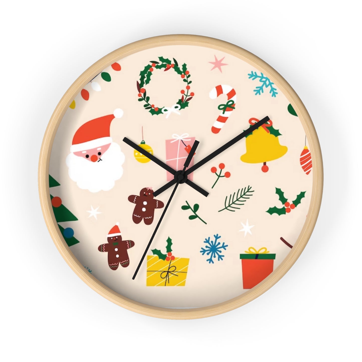 Beige Christmas Wall Clock