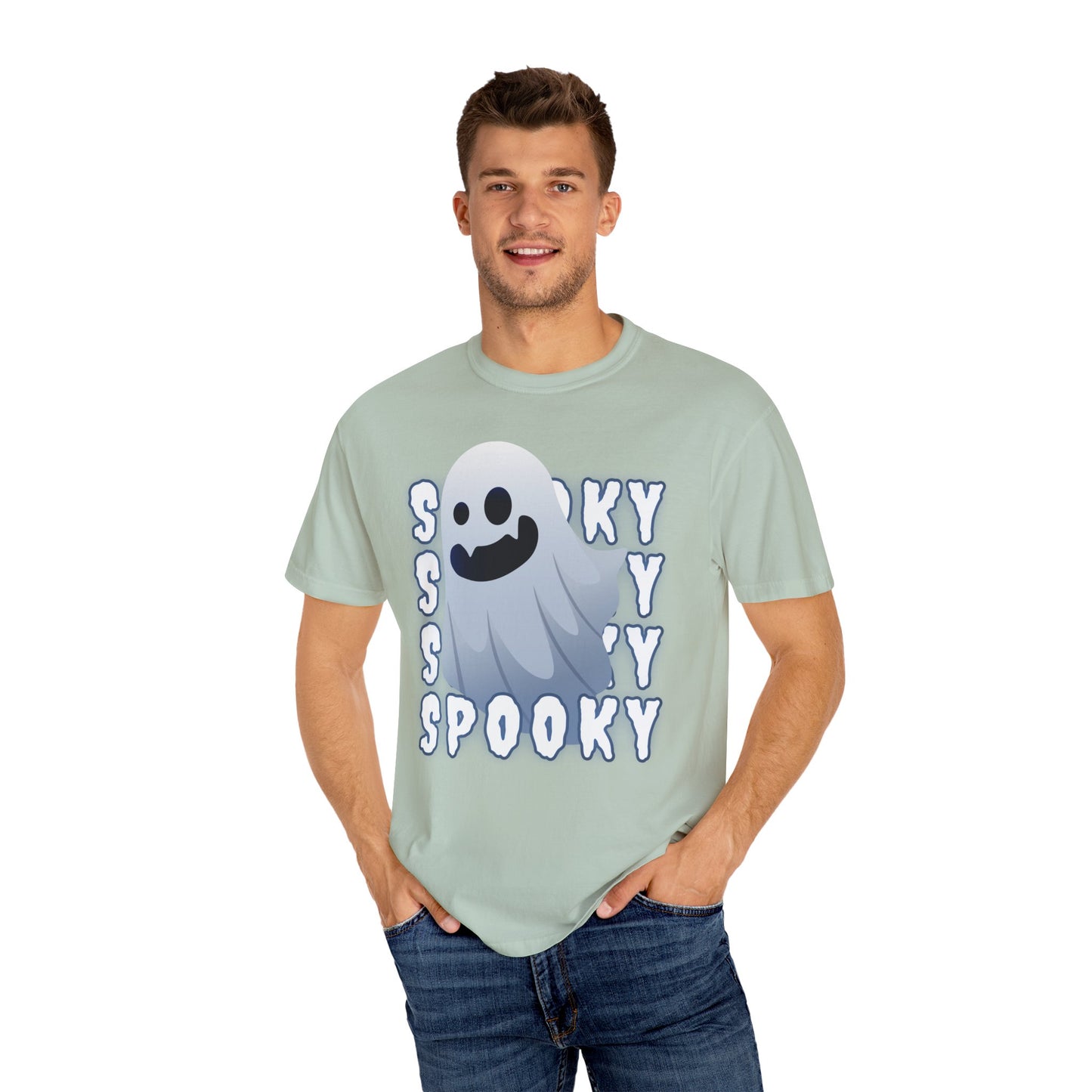 Spooky Stack Tee - Unisex Garment-Dyed T-shirt with Smiling Ghosts