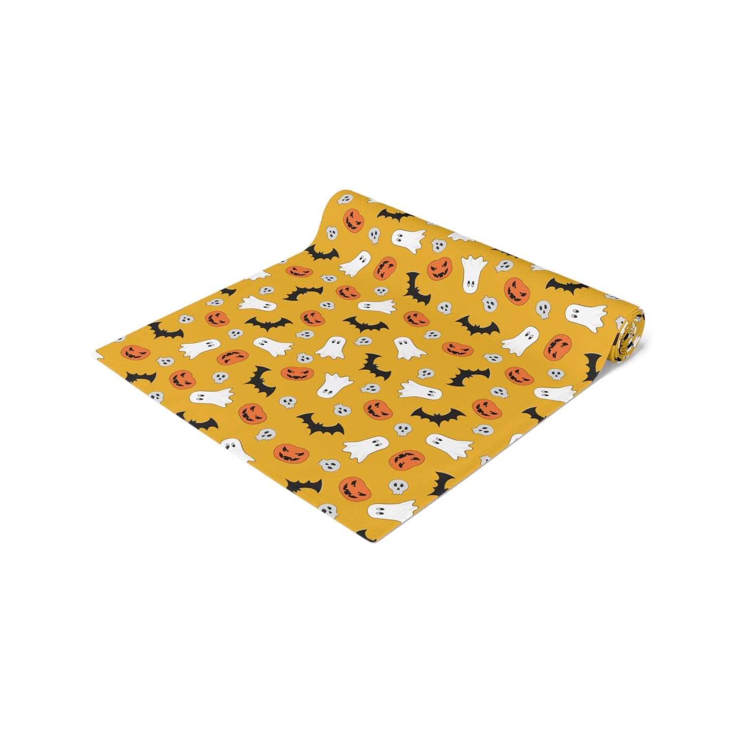 Halloween Cartoon Pattern Table Runner – Playfu Ghosts, Pumpkins & Bats
