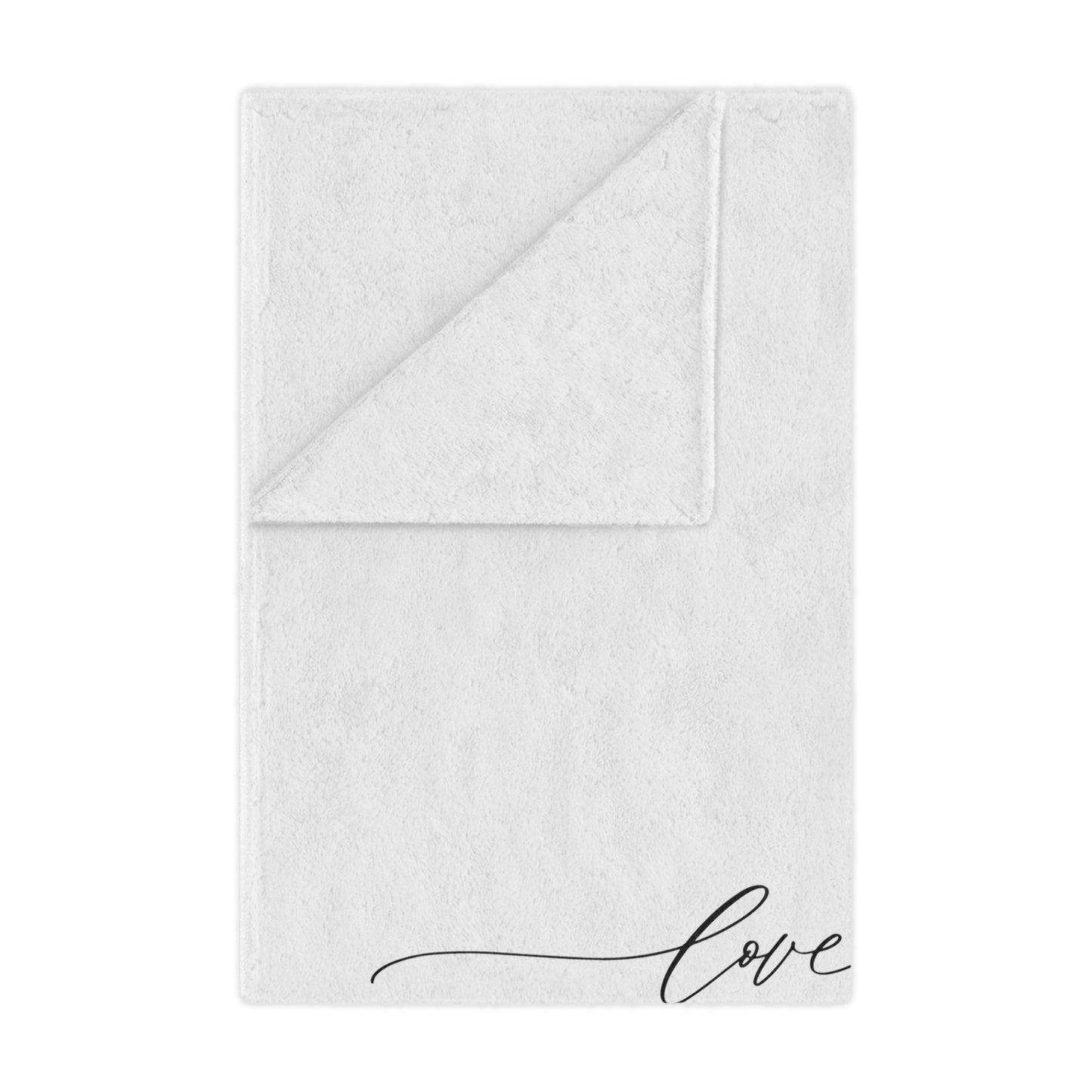 Love You Signature with Heart Printed Velveteen Minky Blanket for Valentine