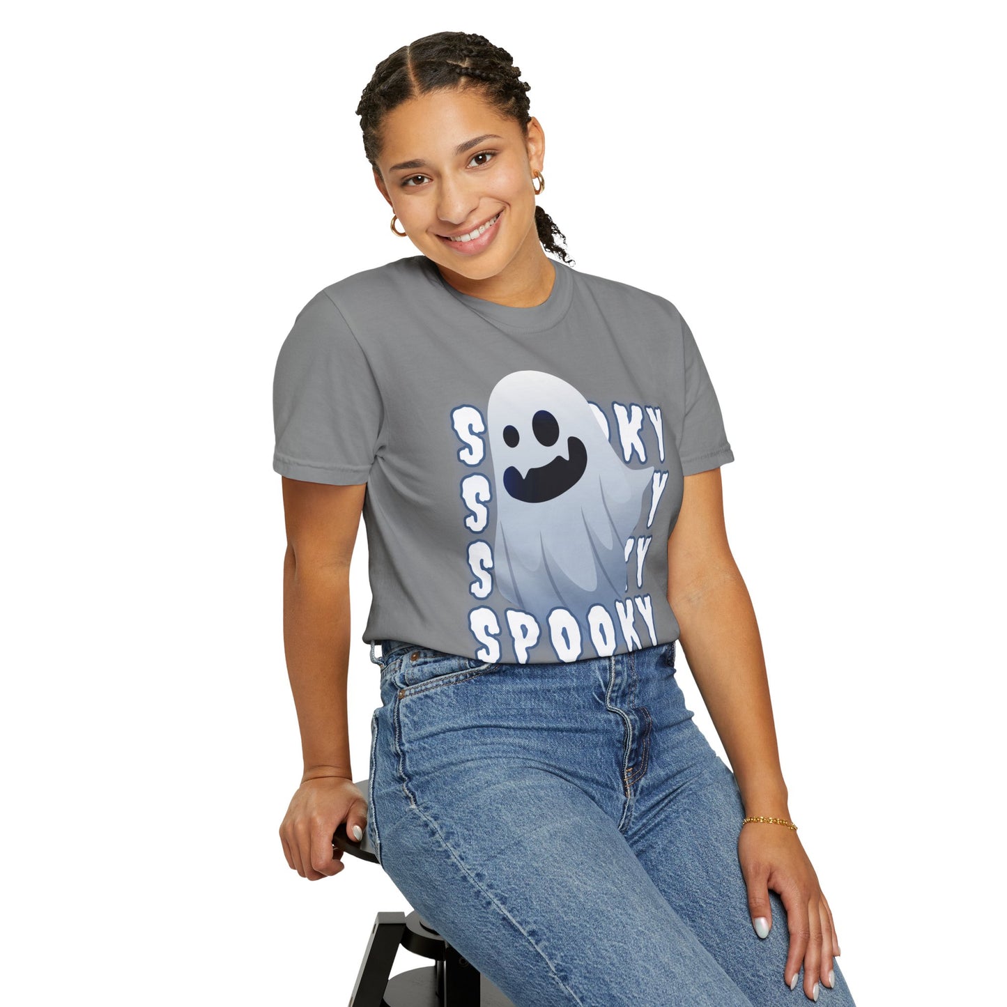 Spooky Stack Tee - Unisex Garment-Dyed T-shirt with Smiling Ghosts