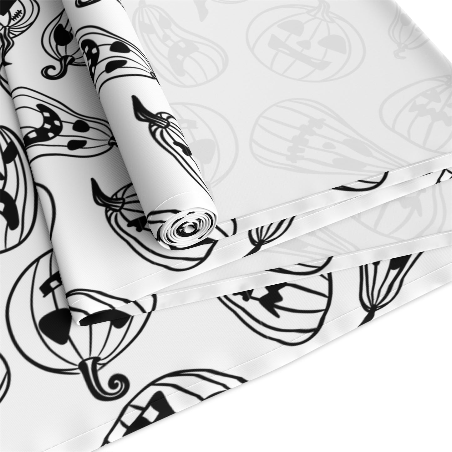 Pumpkin Pattern Table Runner – Black & White Halloween Dining Decor
