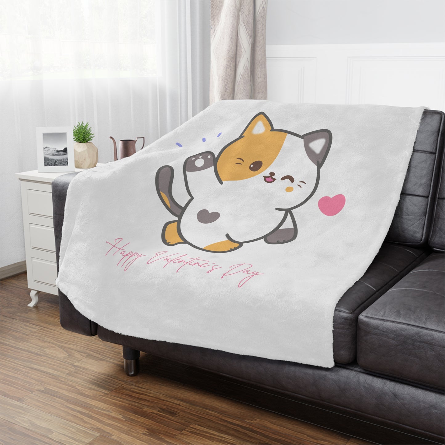 Happy Valentine Day Velveteen Minky Blanket