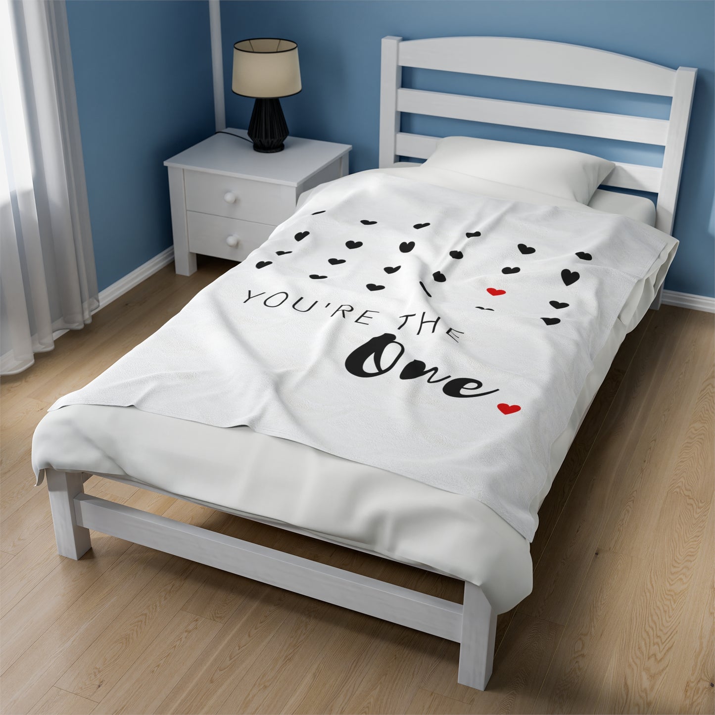 You are the one, Velveteen Plush Blanket for Valentine