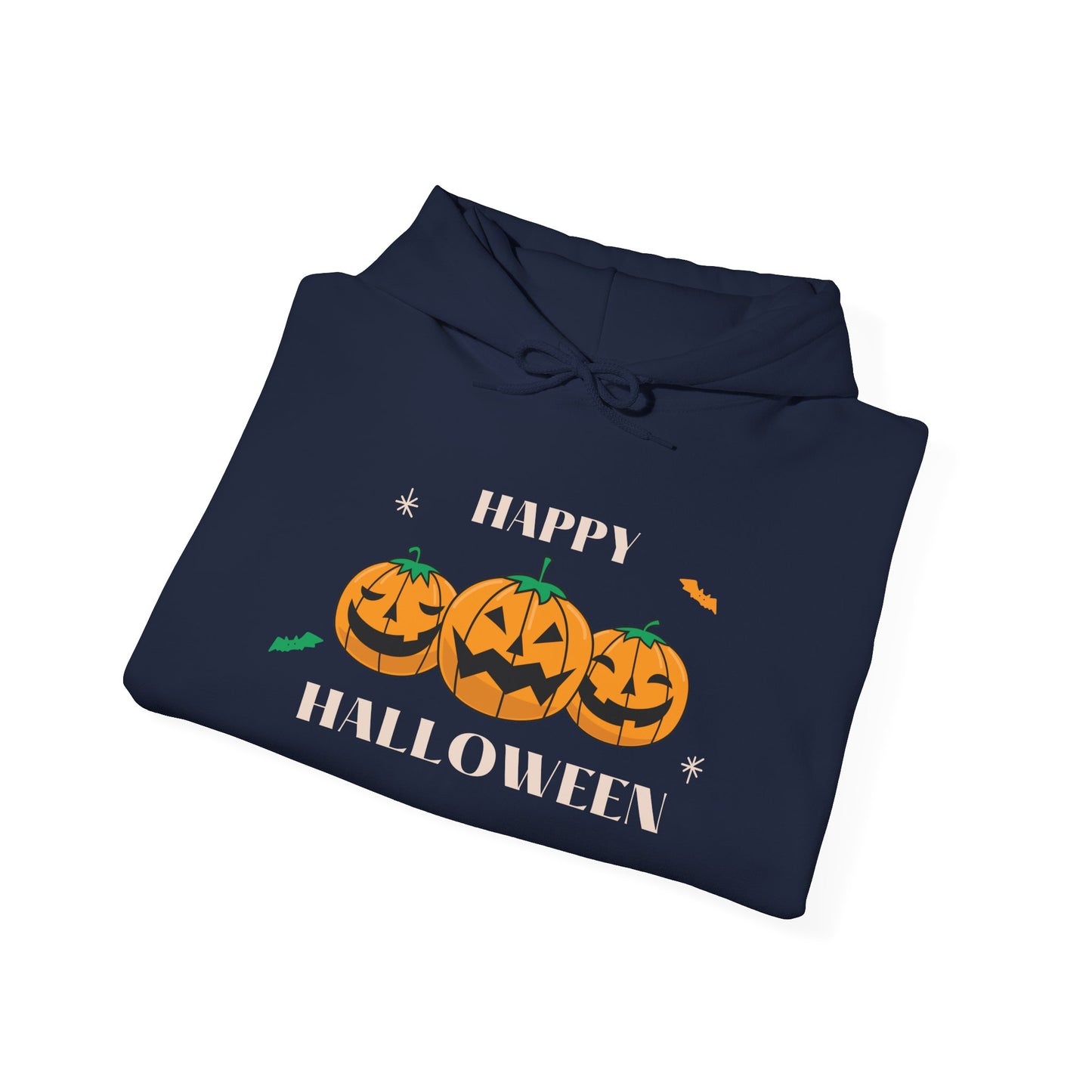 Happy Halloween" Pumpkin Trio Hoodie – Festive & Cozy for Spooky Season