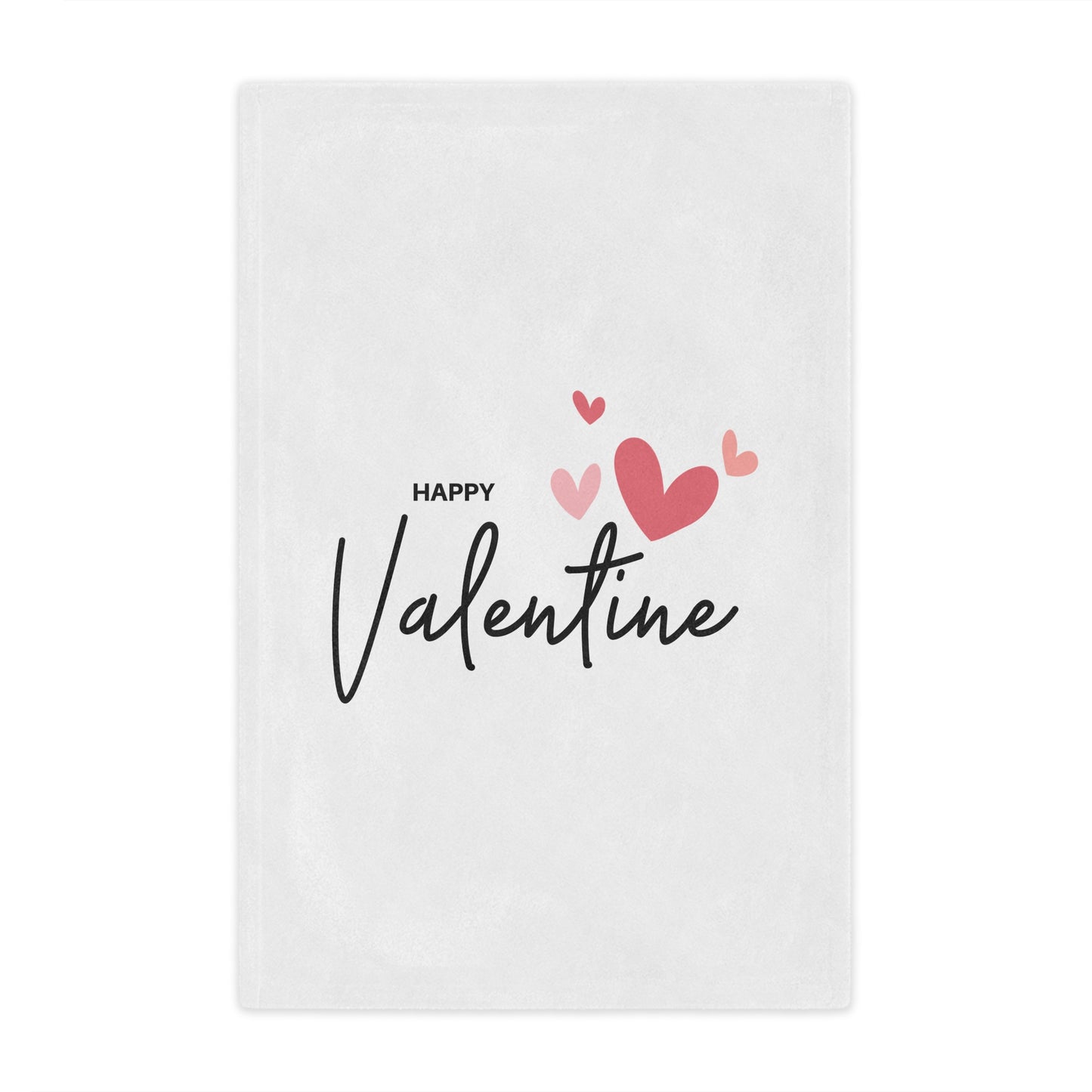 Happy Valentine with Flying Hearts Printed Velveteen Minky Blanket
