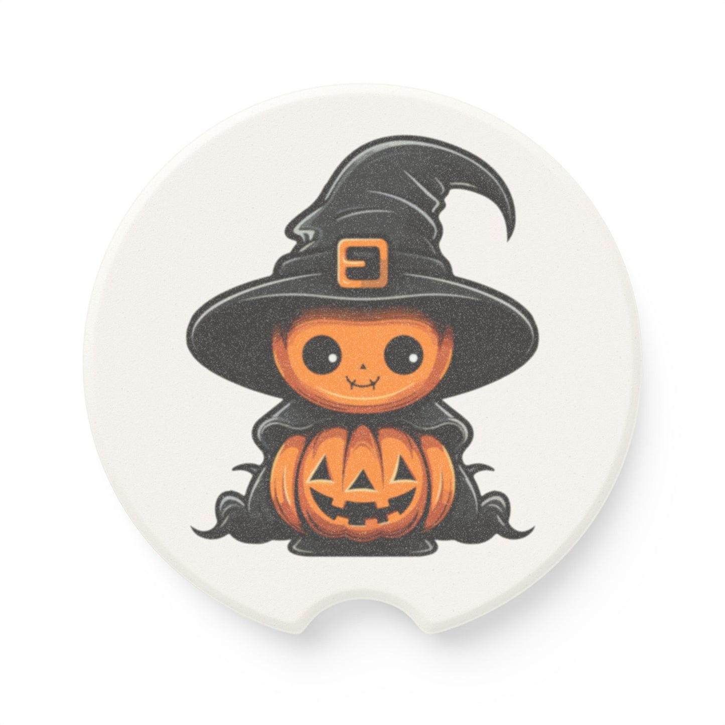 Car Coaster - Witch Hat Pumpkin Jack-O'-Lantern Design