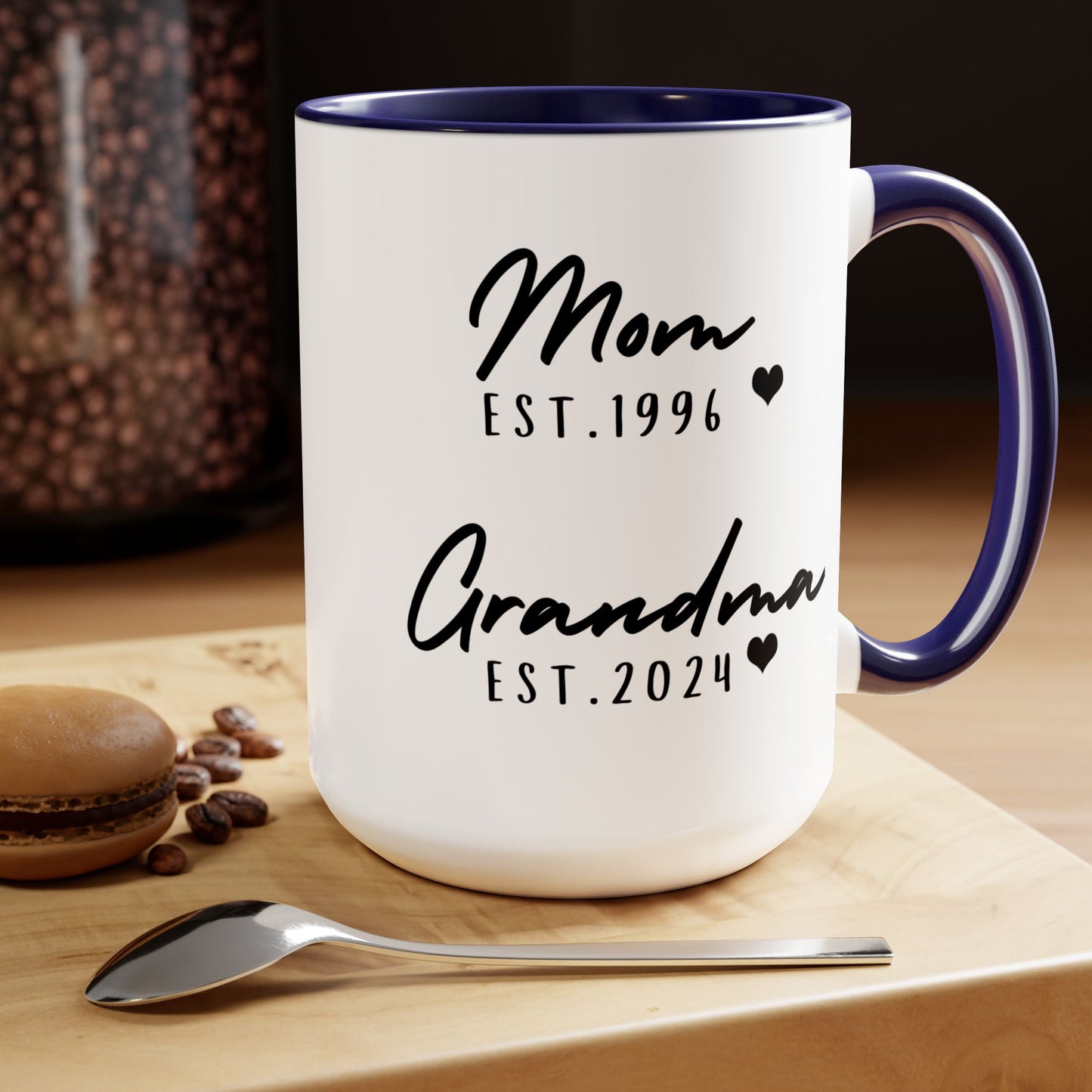 Mom & Grandma EST. 15oz Ceramic Coffee Mug – Sentimental Personalized Gift