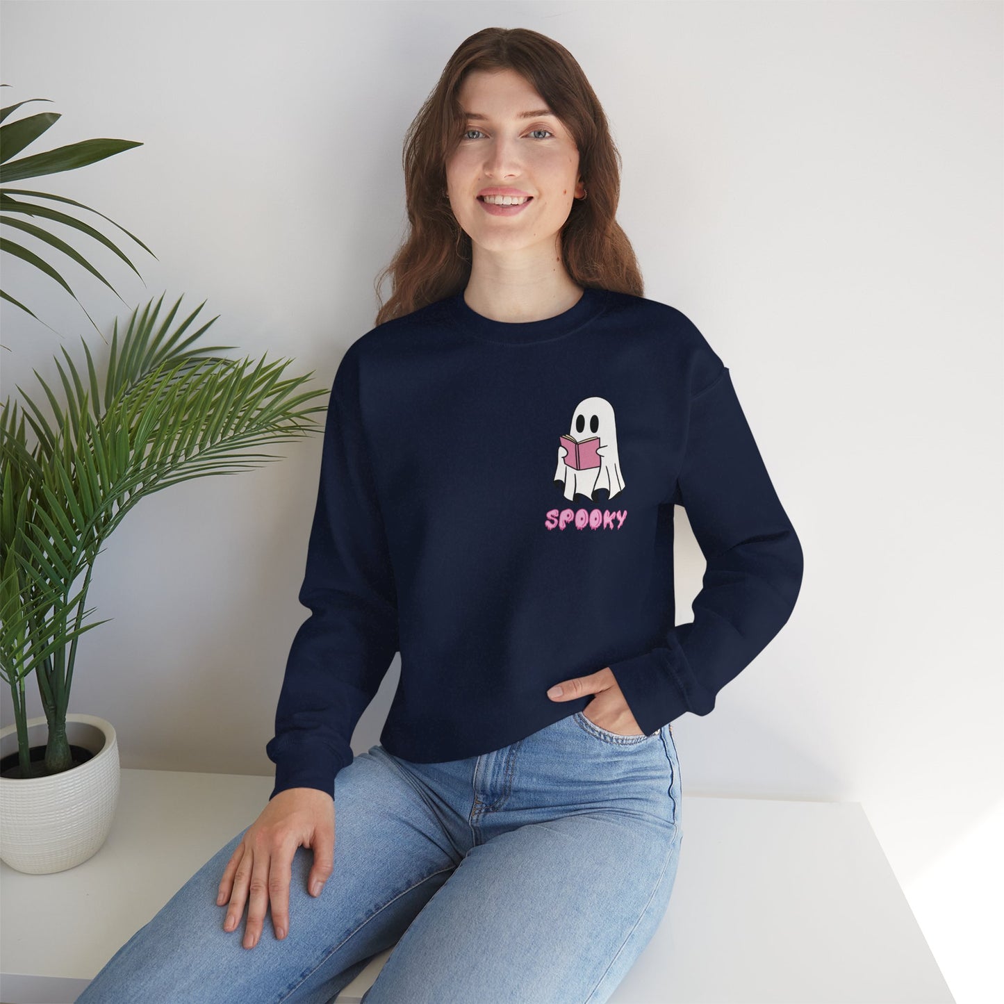 Spooky Bookworm Ghost Sweatshirt – Cozy Halloween Reads