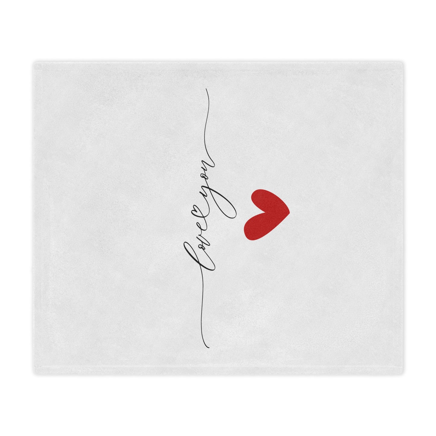 Love You with Heart Printed Valentine Minky Blanket, Red & White