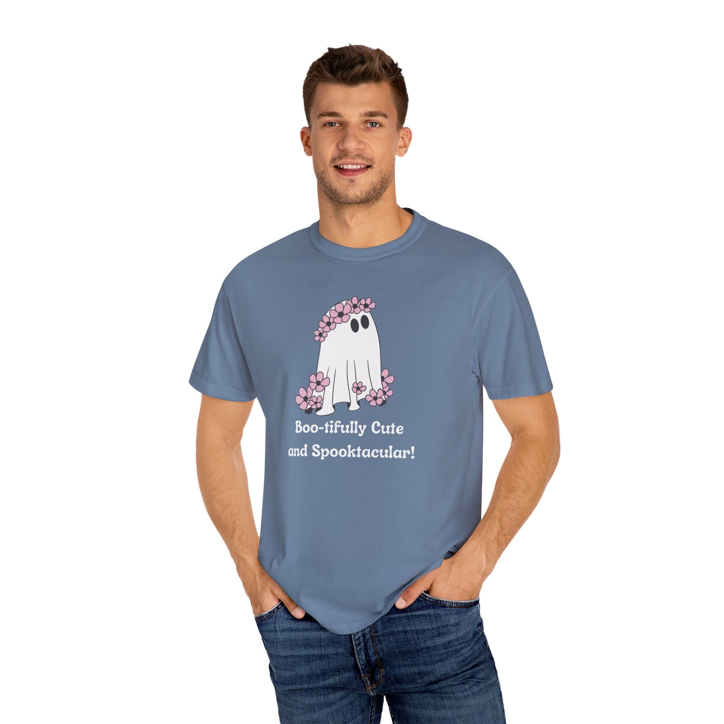 Boo-tiful Ghost Tee – Floral Charm Meets Halloween Fun!