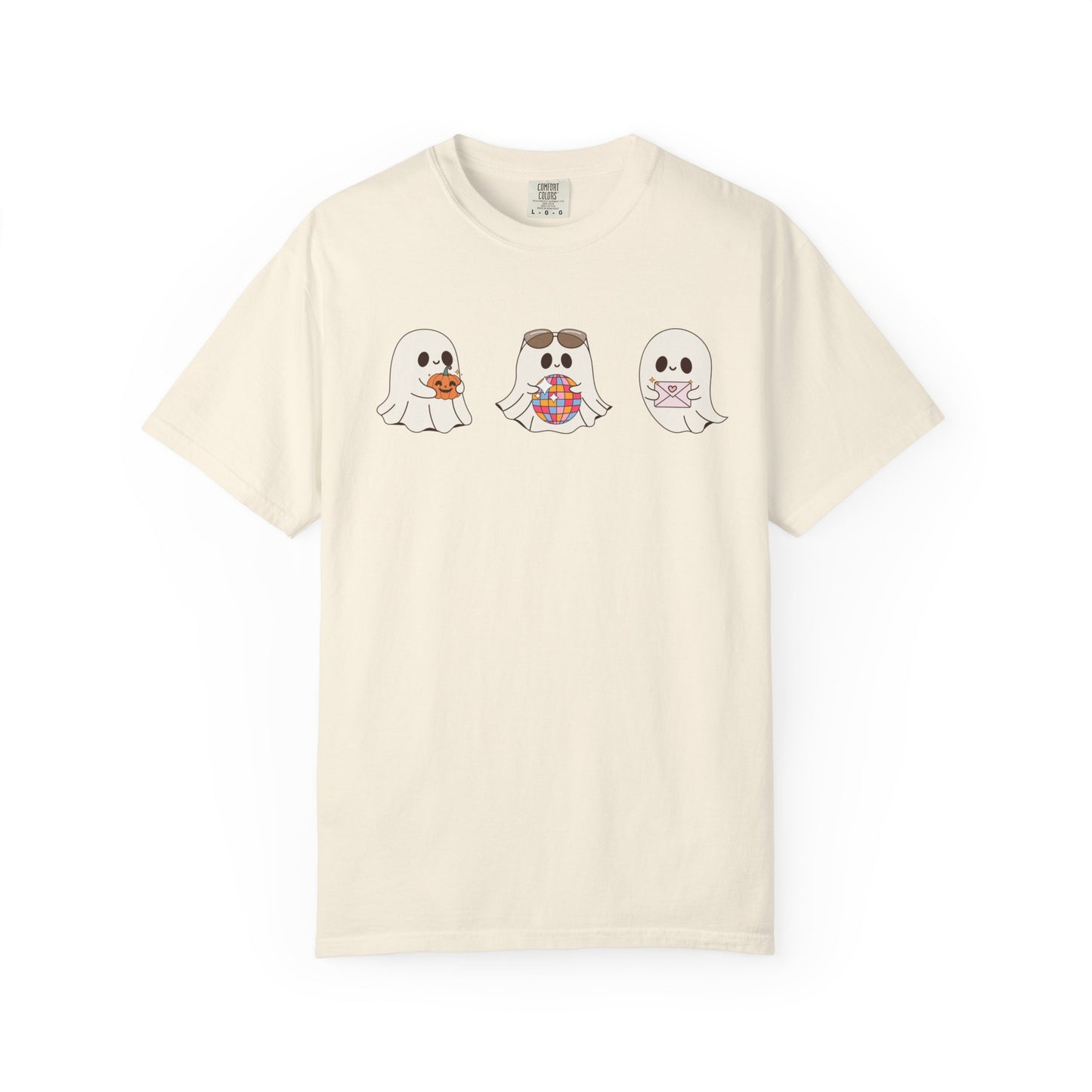 Three Cute Ghosts with Pumpkin, Trick or Treat Party Outfit – October Holiday Shirt