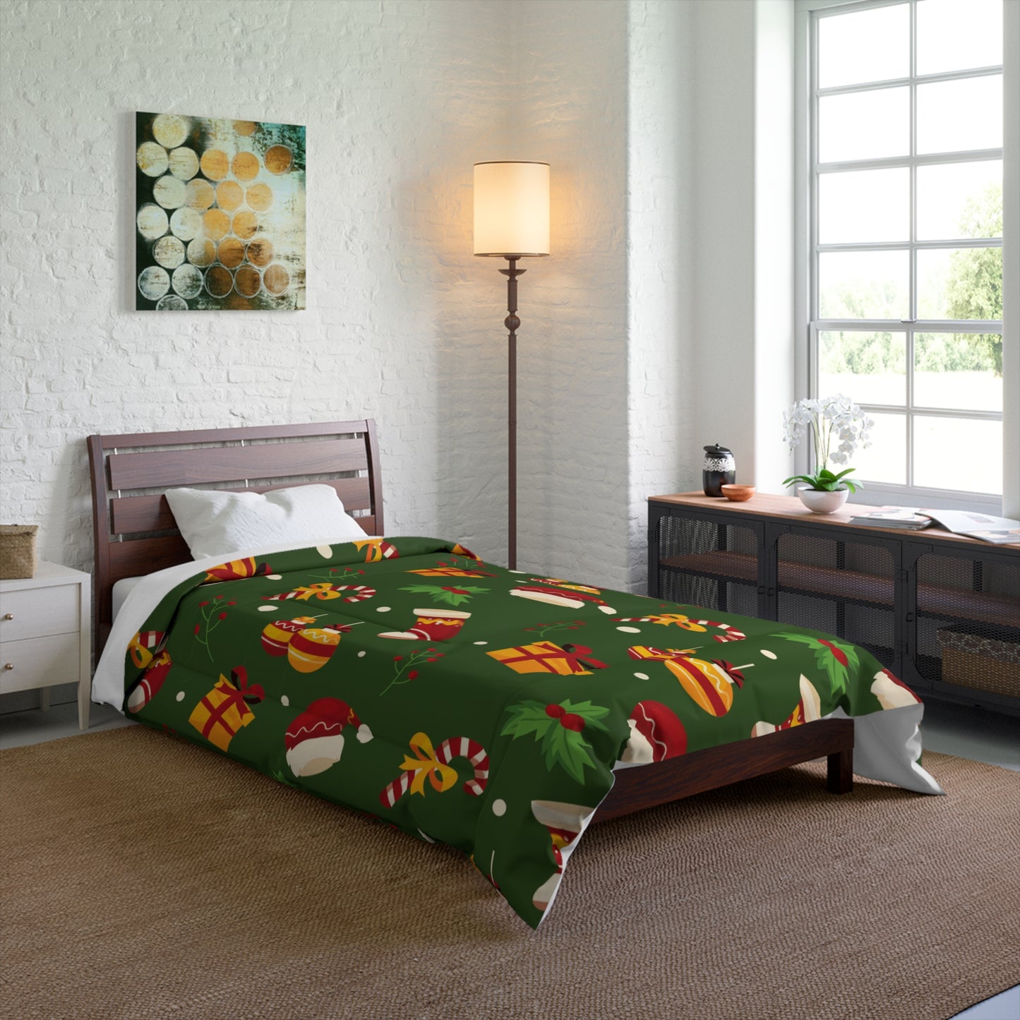 Dark Green Christmas Comforter