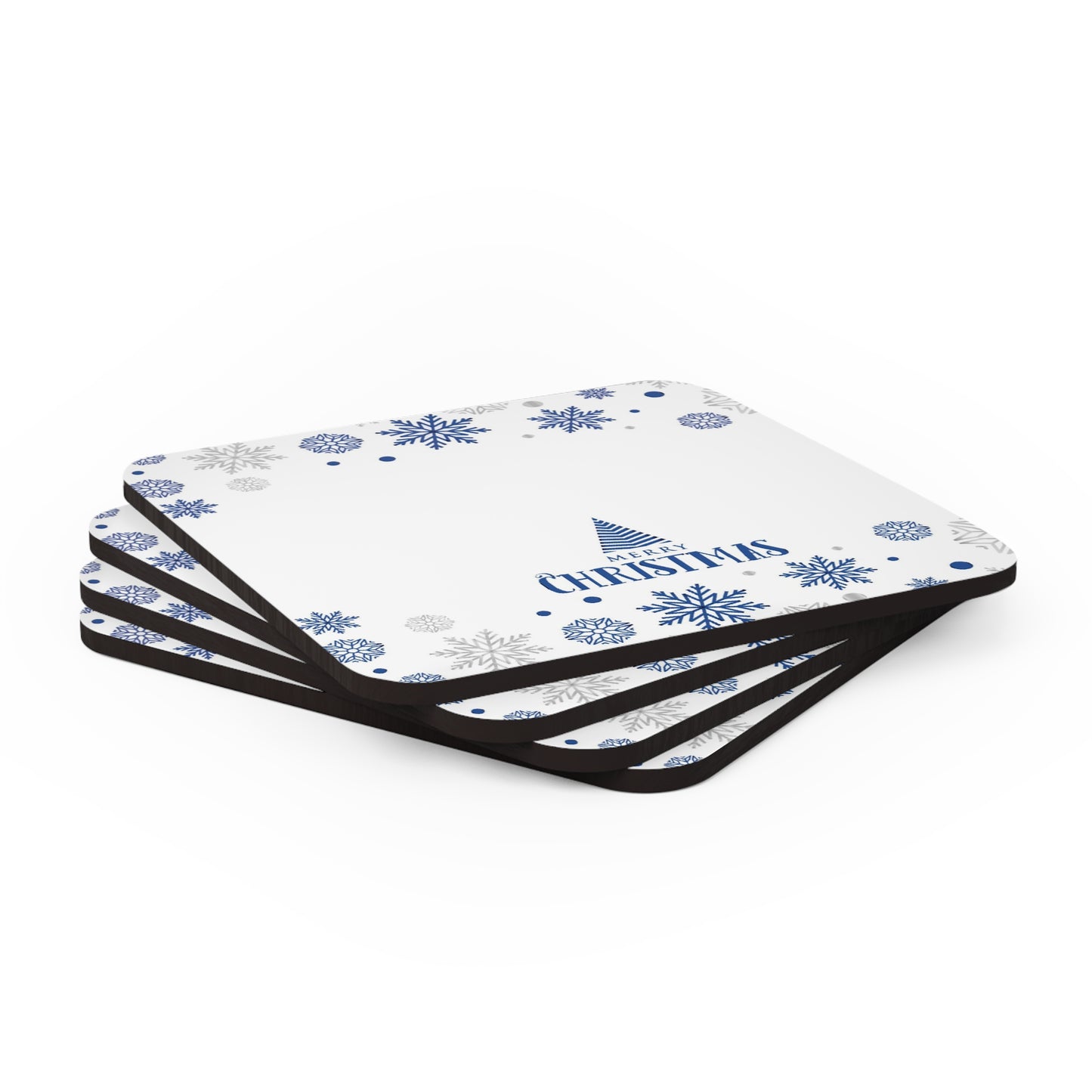 White Christmas Corkwood Coaster Set
