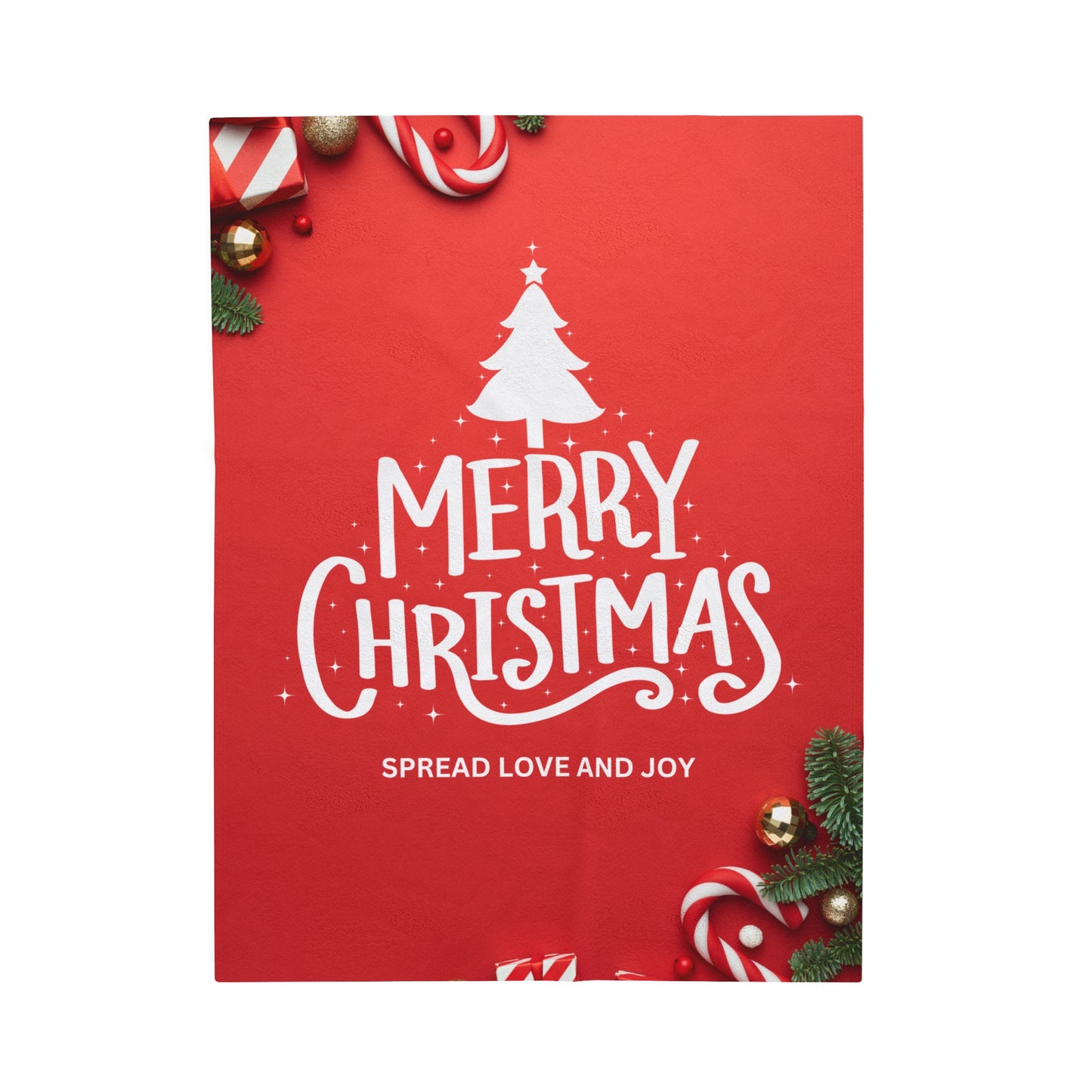 Merry Christmas with Spread Love and Joy Printed Velveteen Plsuh Blanket