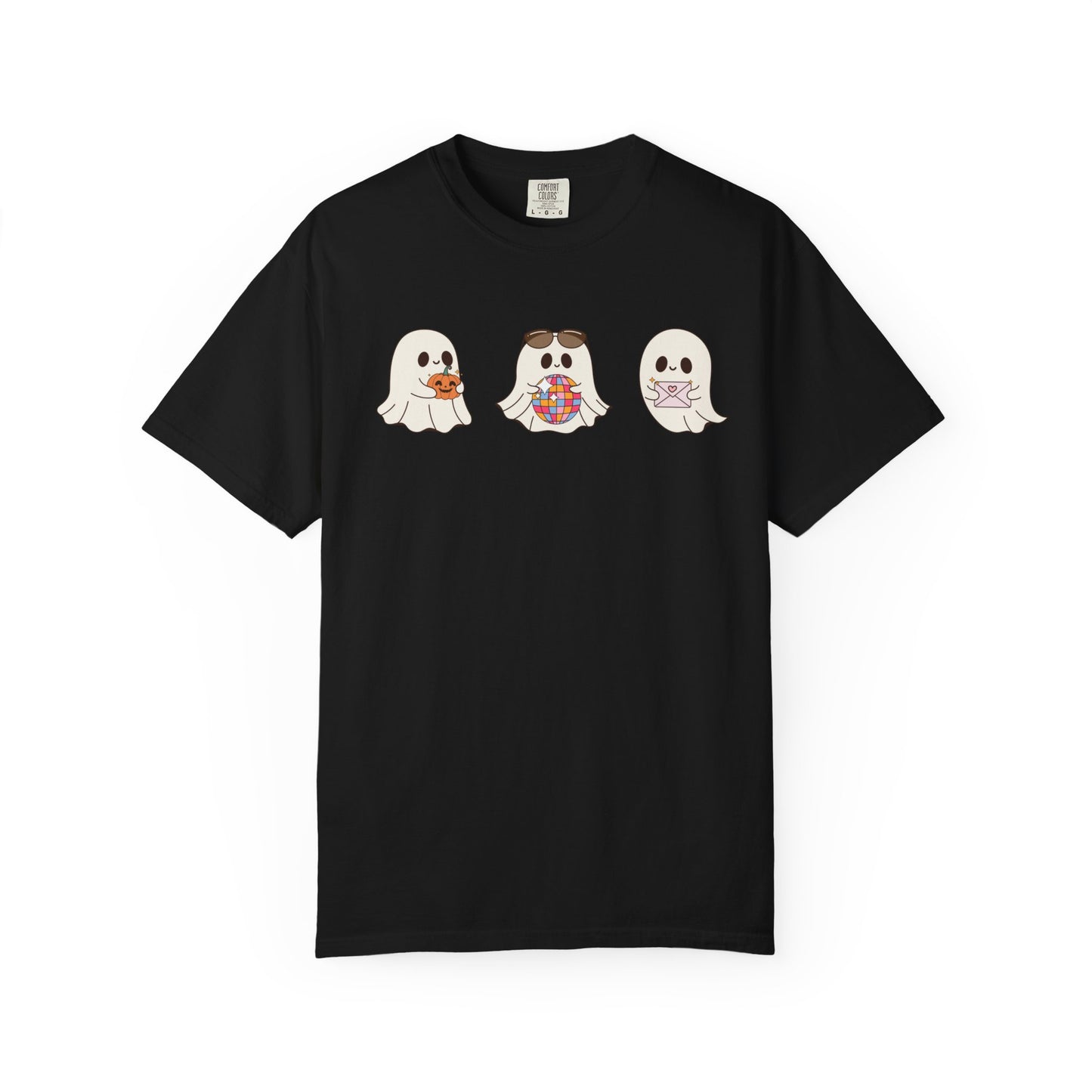 Three Cute Ghosts with Pumpkin, Trick or Treat Party Outfit – October Holiday Shirt