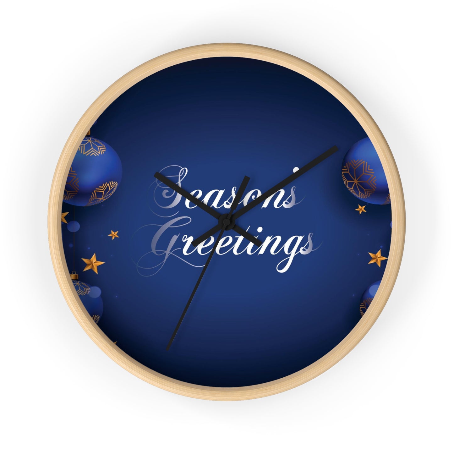 Season's Greetings Wall Clock, Dark Blue