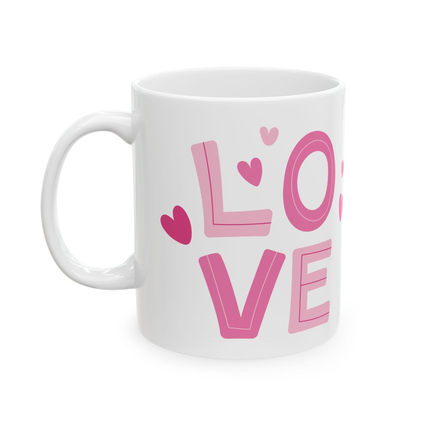 Love with Hearts Printed Valentine Ceramic Mug, 11oz