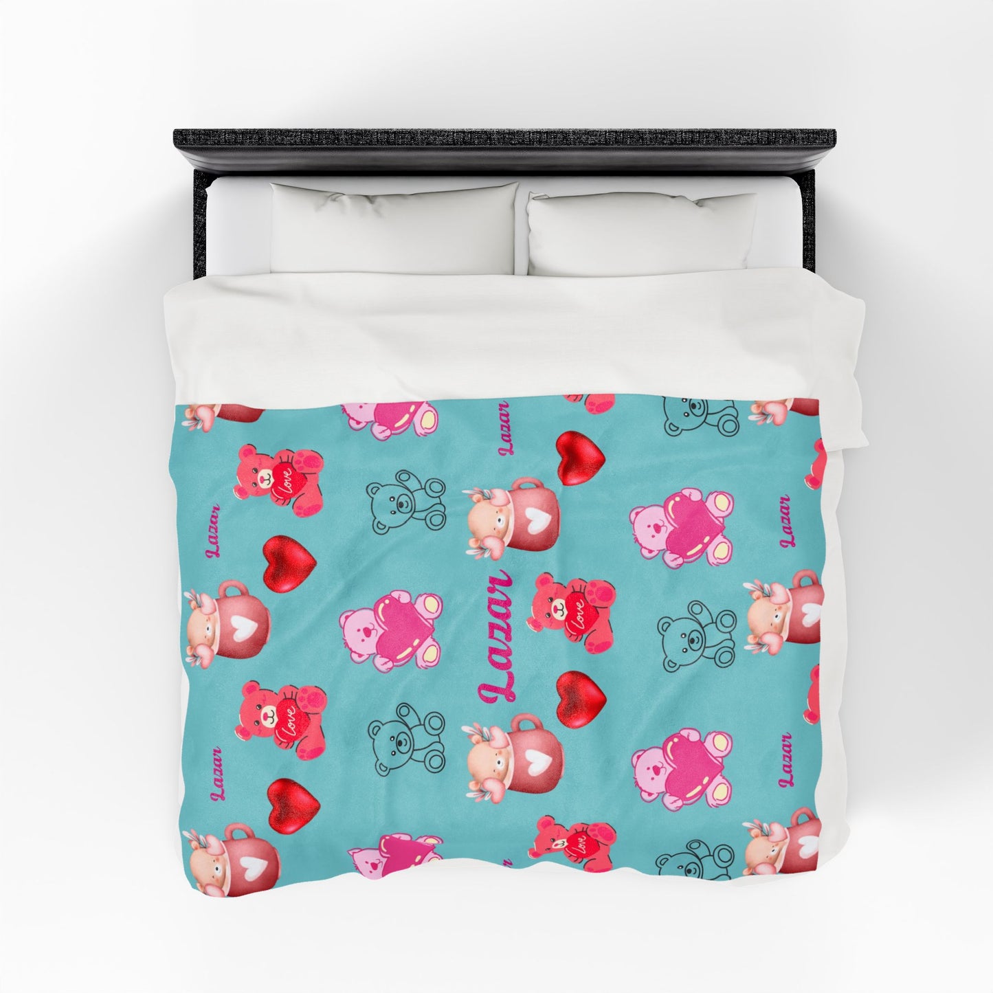Personalized Teddy Bear Plush Blanket for Toddlers - Cute and Cozy Baby Shower Gift