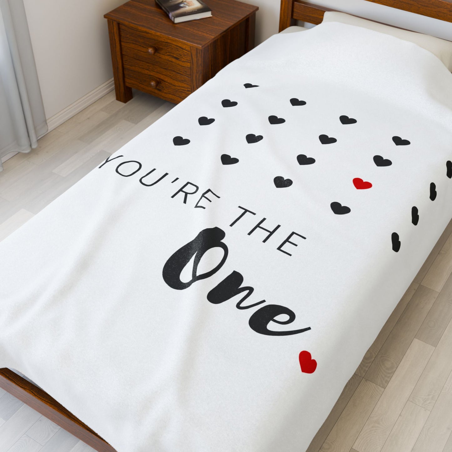 You are the one, Velveteen Plush Blanket for Valentine