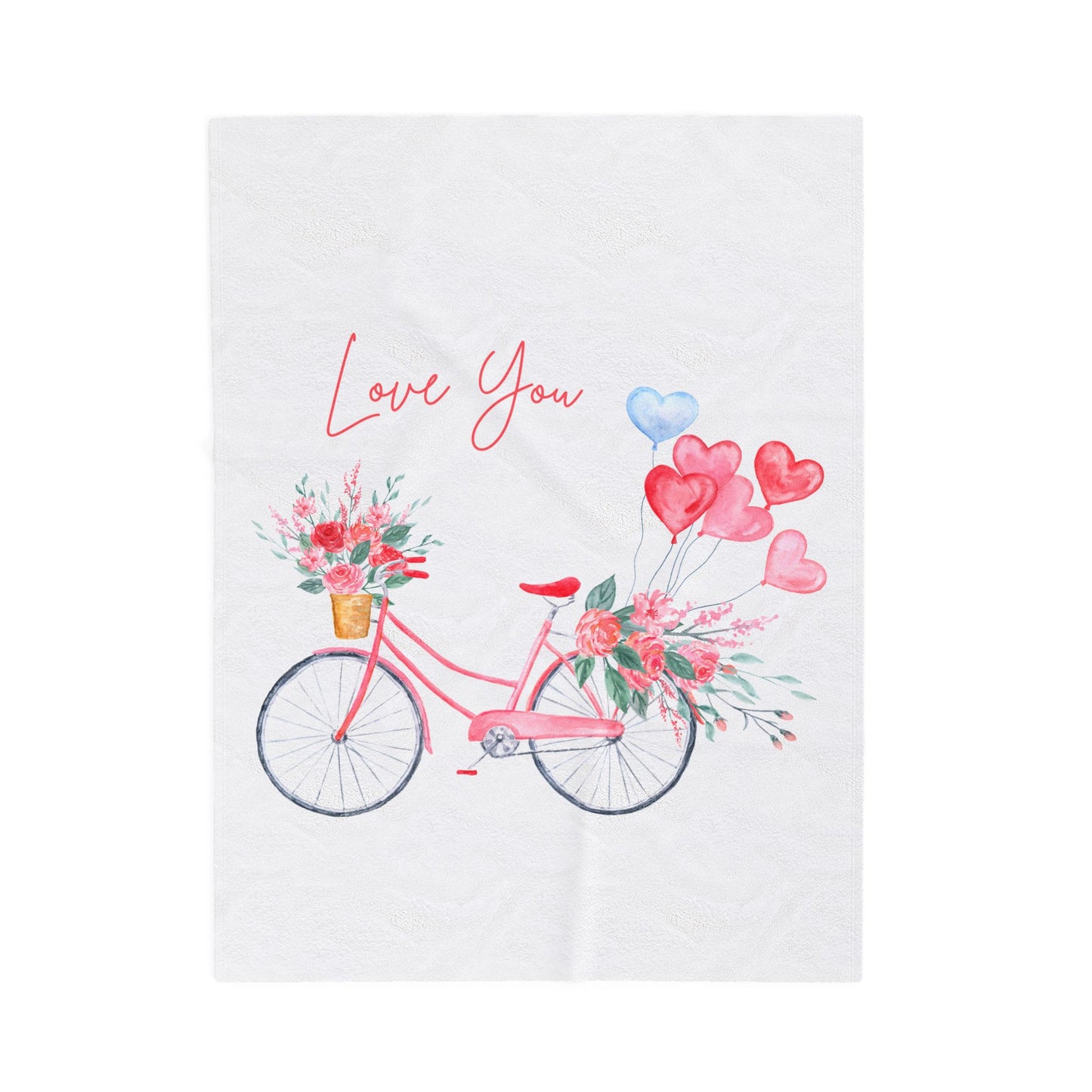 Valentine with Cycle Printed Velveteen Plush Blanket