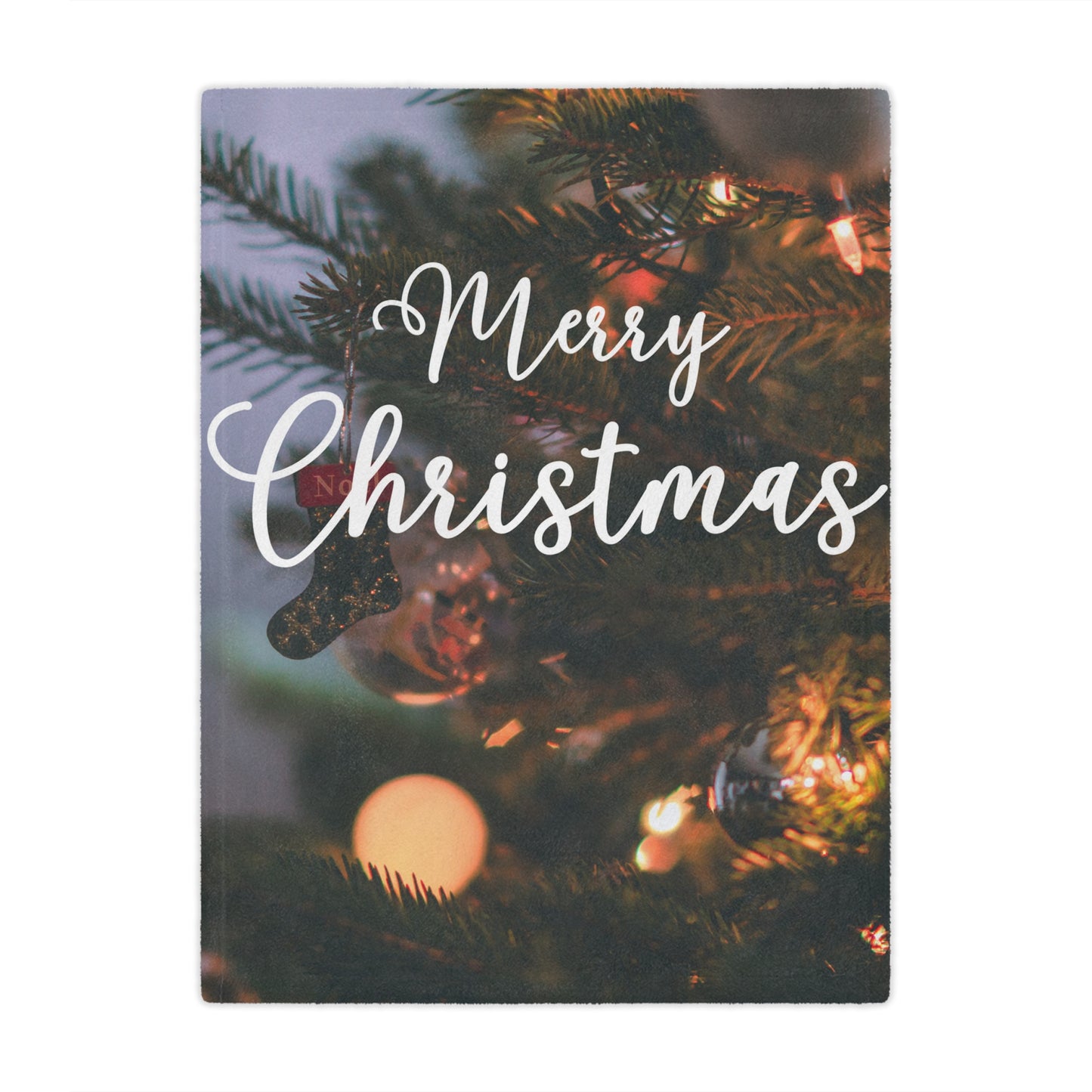 Merry Christmas with Ornament Printed Minky Blanket