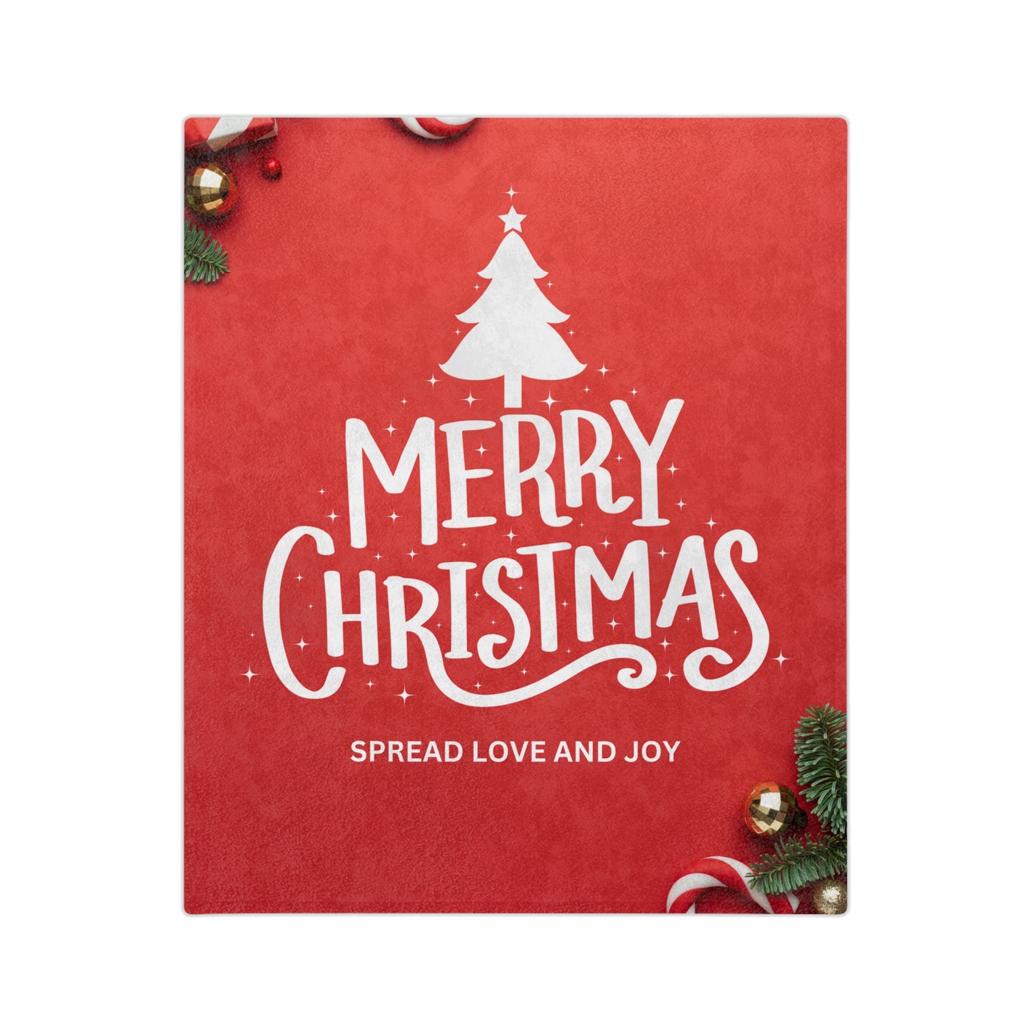 Merry Christmas, Spread Love and Joy Printed Velveteen Minky Blanket