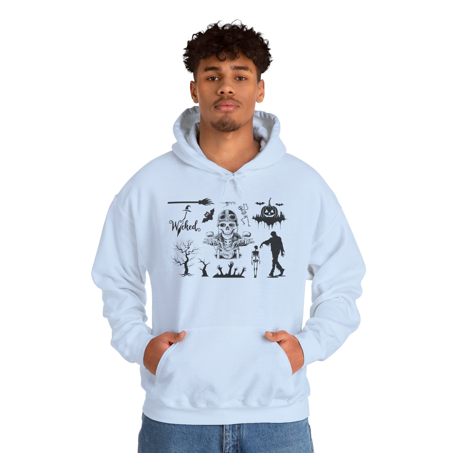 Wicked Skull Halloween Hoodie – Spooky Skeleton & Zombie Graphic Sweatshirt