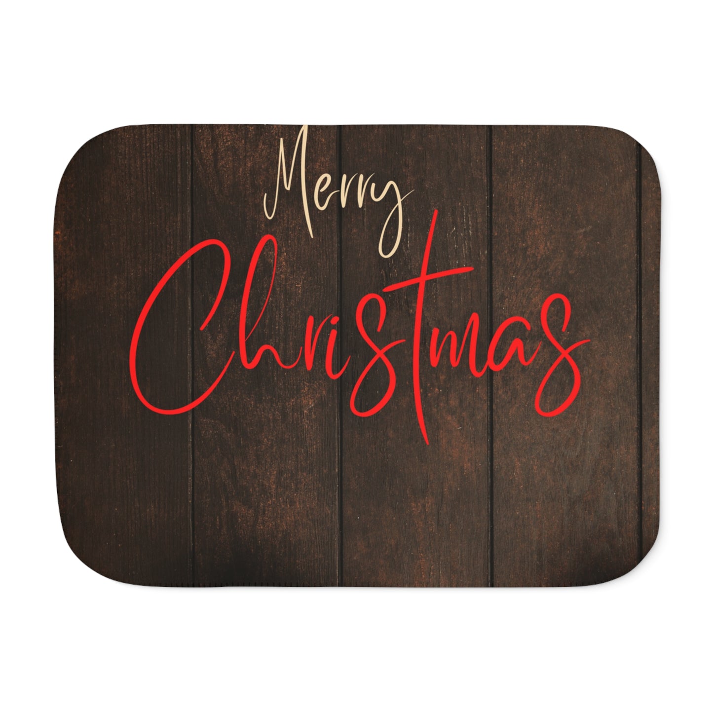 Merry Christmas Printed Sherpa Blanket, Coffee