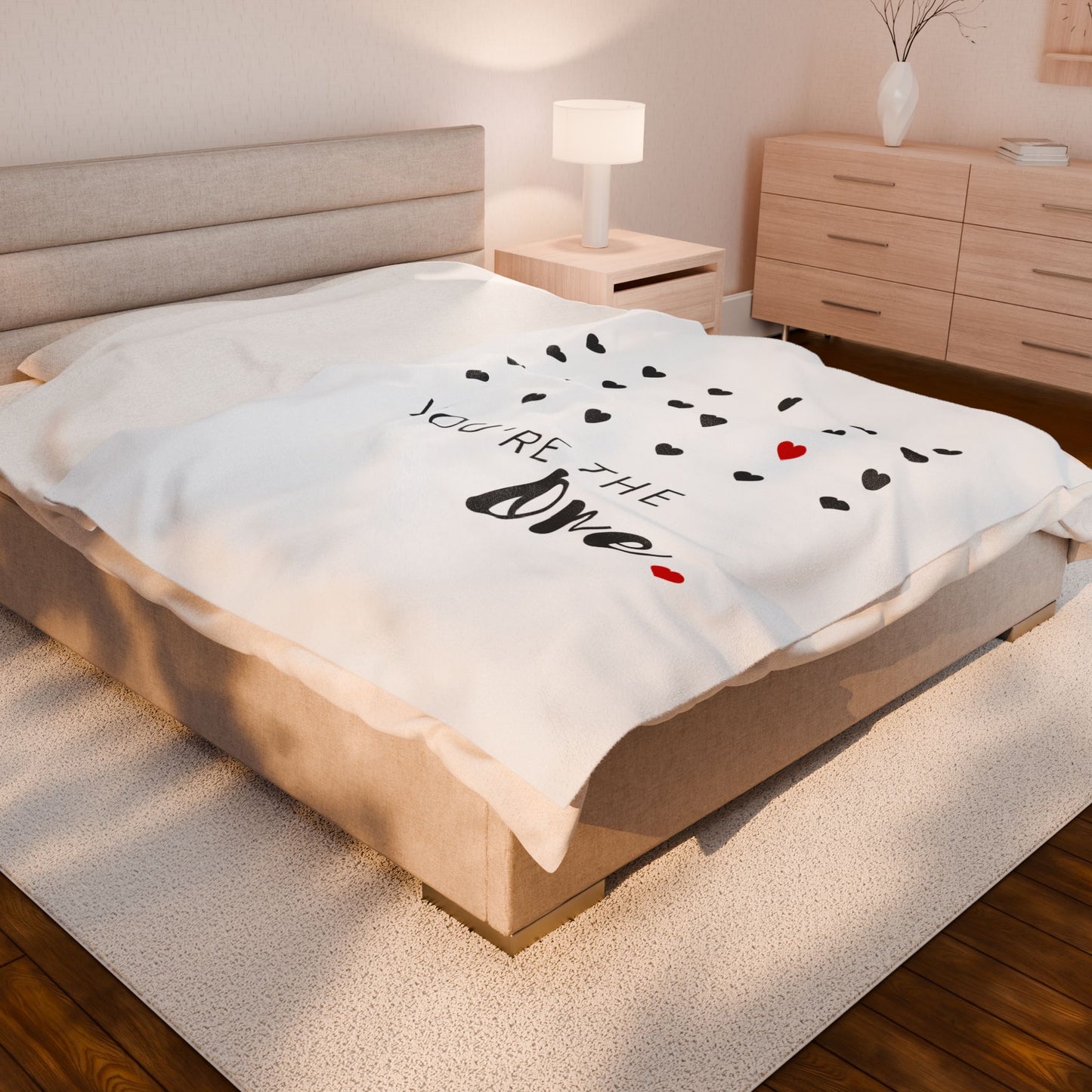 You are the one, Velveteen Plush Blanket for Valentine