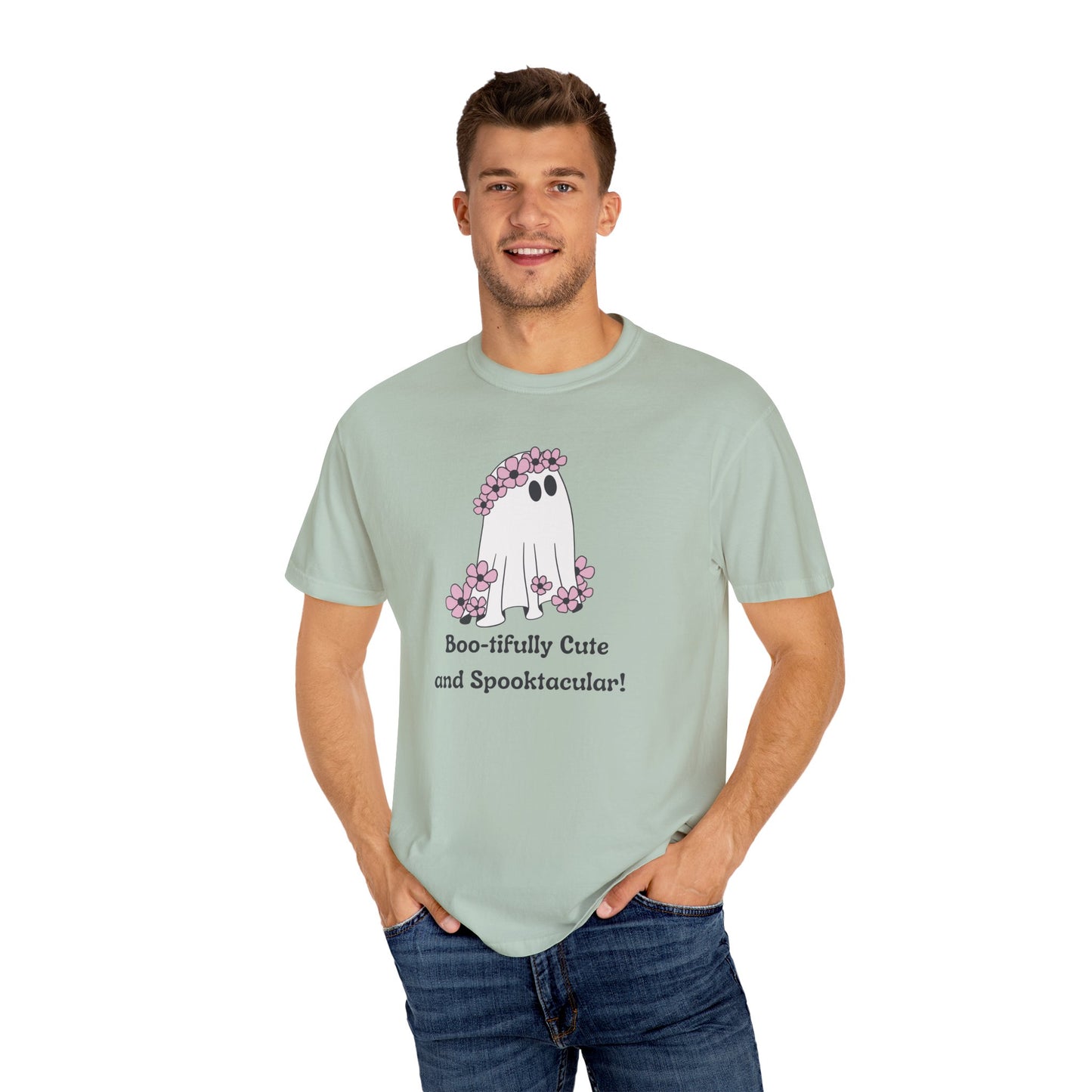 Boo-tiful Ghost Tee – Floral Charm Meets Halloween Fun!