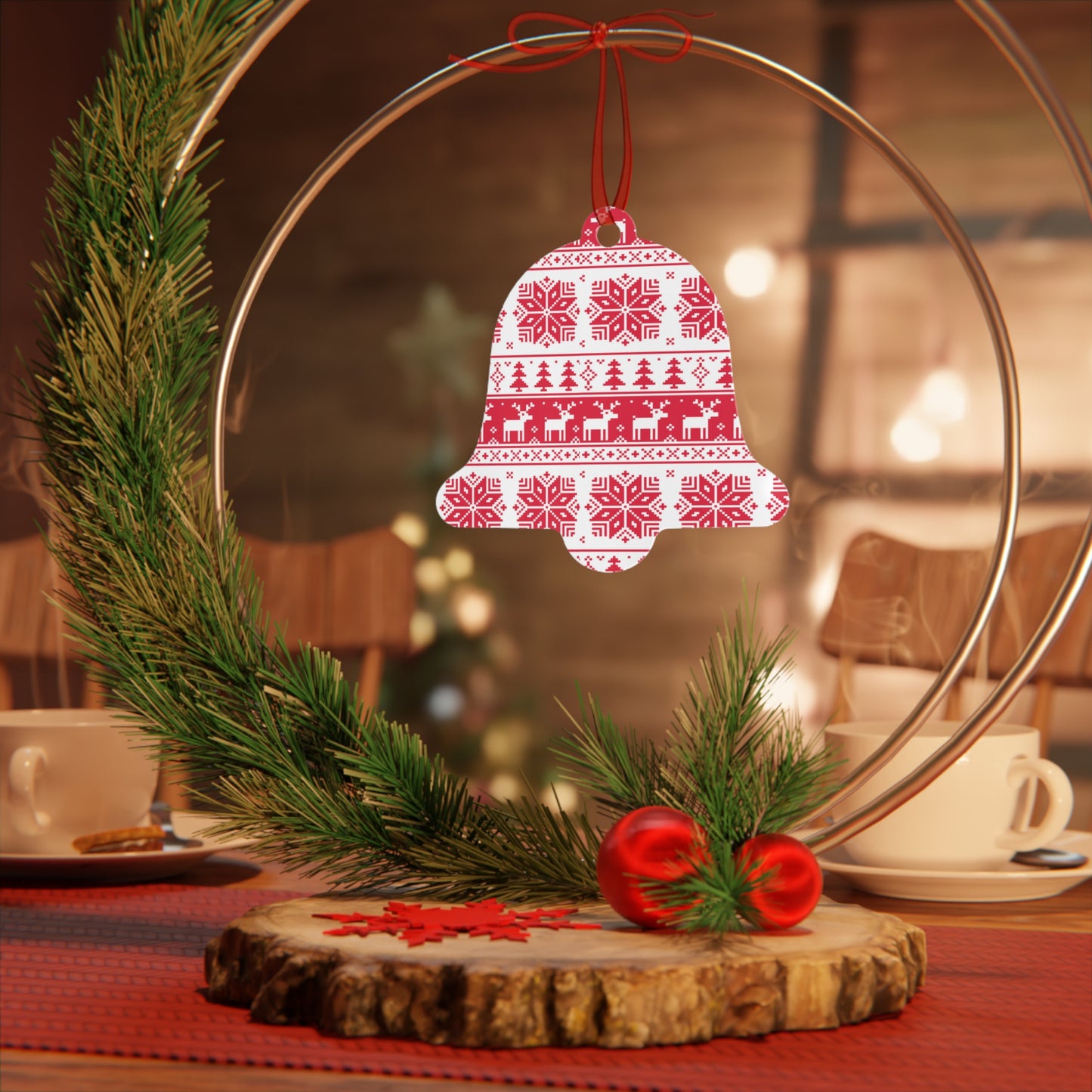 Durable Christmas Metal Ornaments with Glossy Double-Sided Print