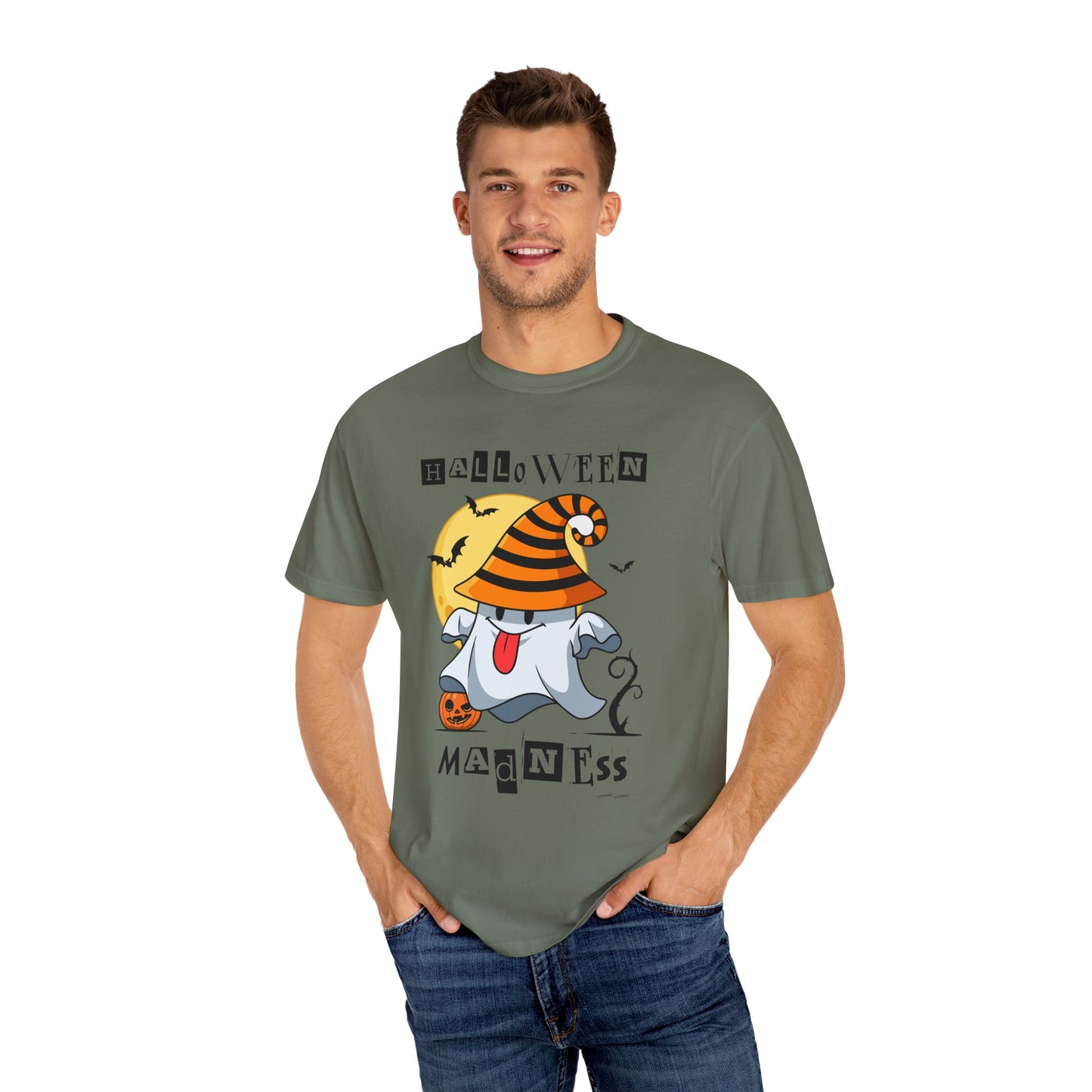 Halloween Madness Tee – Ghostly Grins Under Witchy Skies!