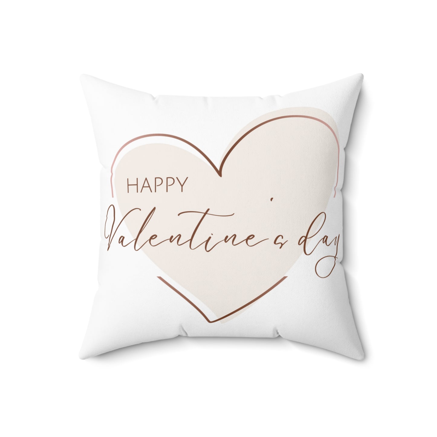 Valentine’s Day Throw Pillow with Heart Outline and “Happy Valentine’s Day” Script – Double-Sided Print