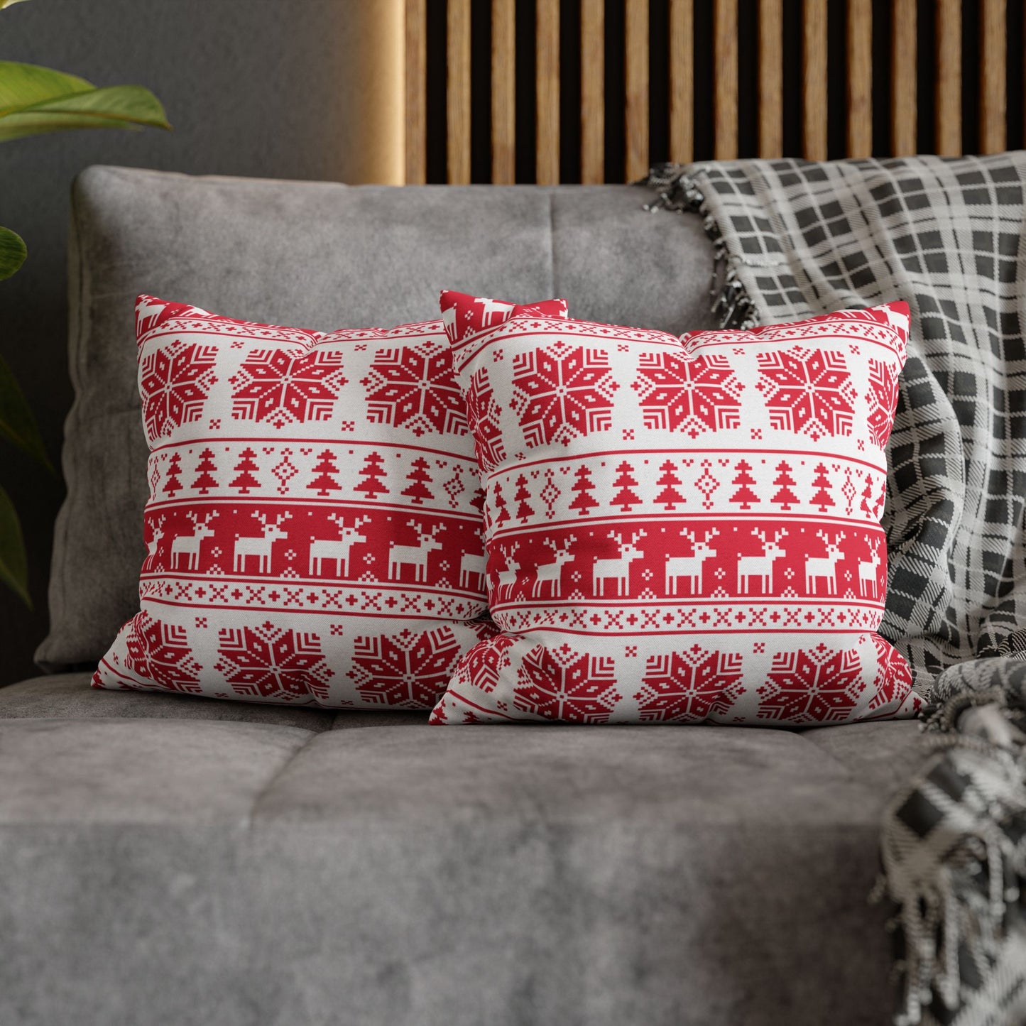 Christmas Spun Polyester Square Pillow Case – Festive Double-Sided Cushion Cover